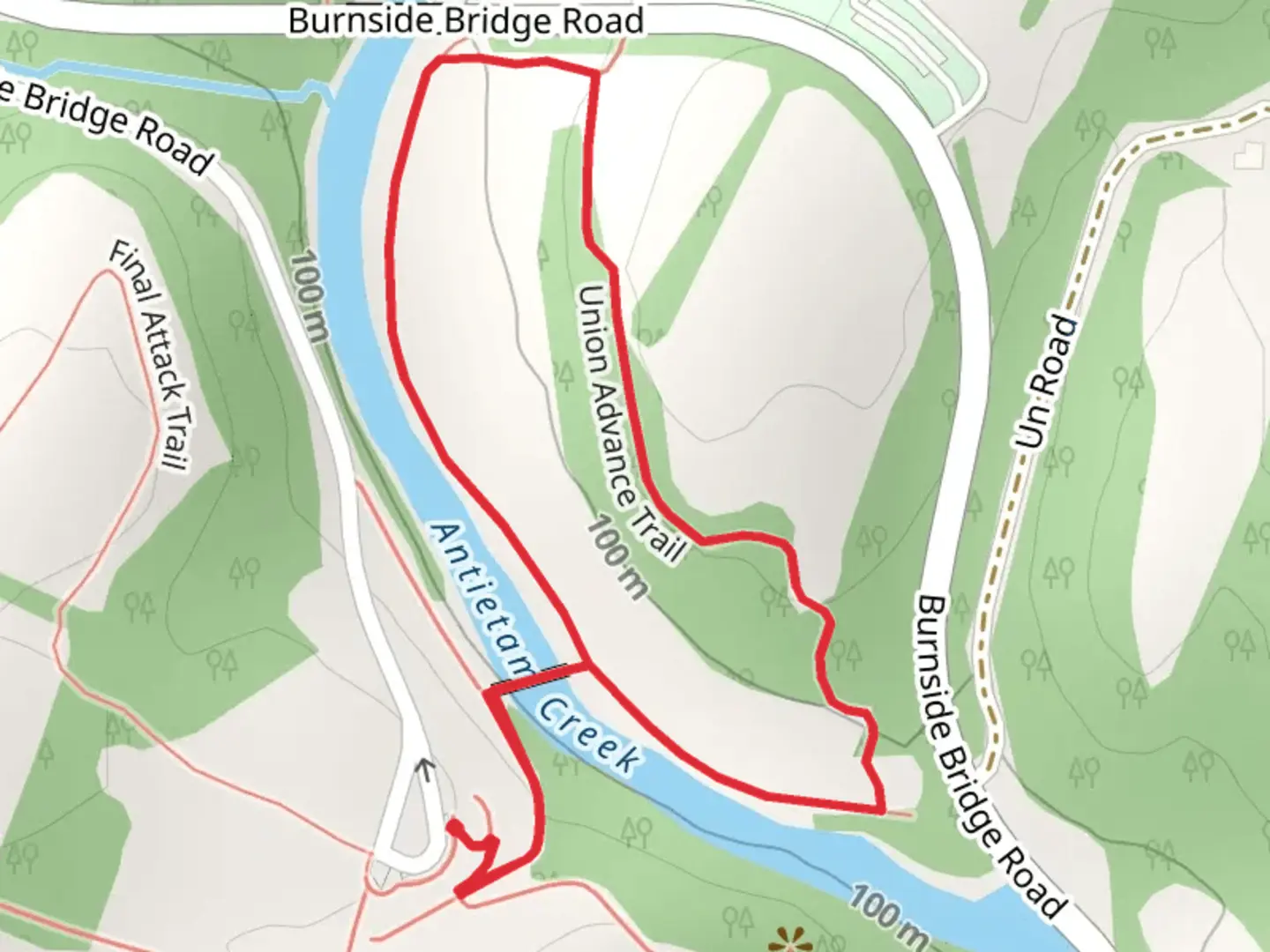 An image depicting the trail Union Advance Loop Trail and its surrounding area.