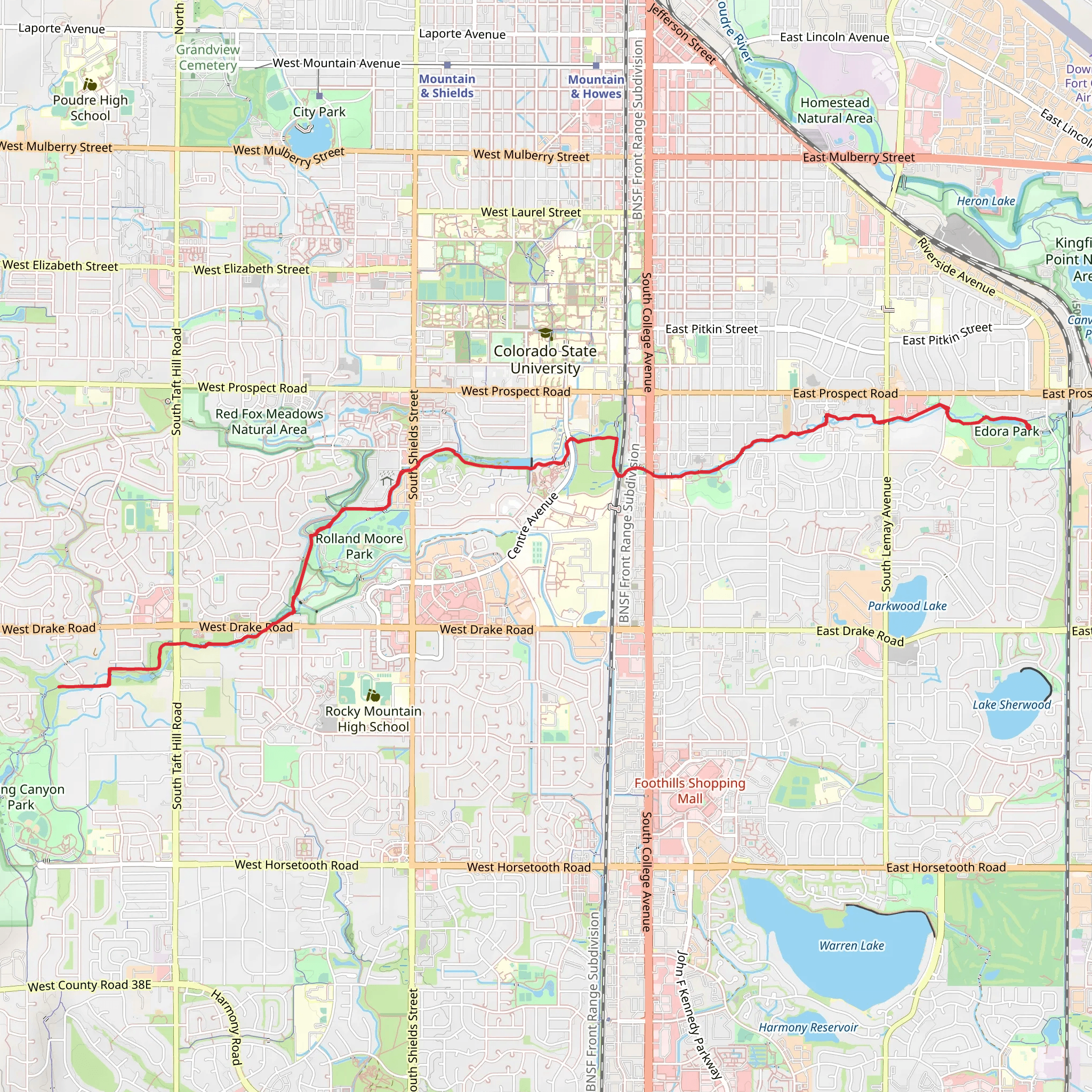 Spring Creek Trail from East Prospect Road mobile static map