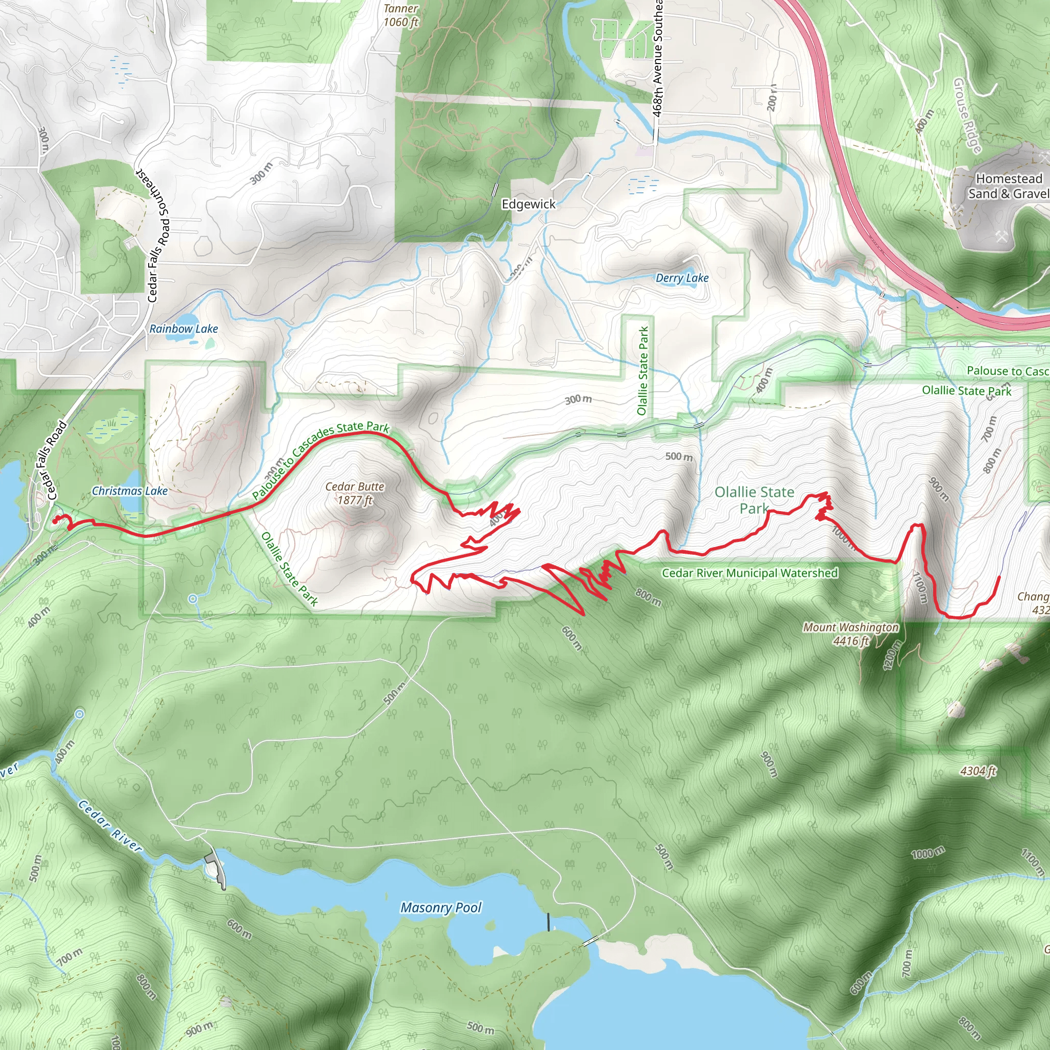 Olallie and Palouse to Cascades State Park Trail mobile static map