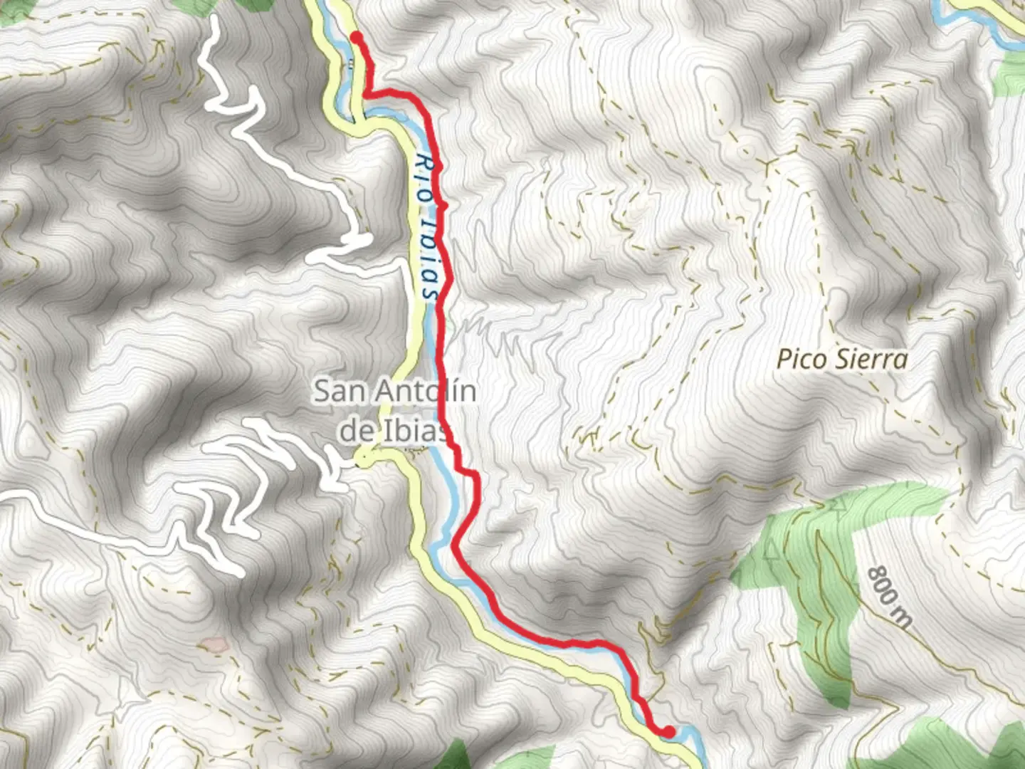 An image depicting the trail Route to Faena and its surrounding area.