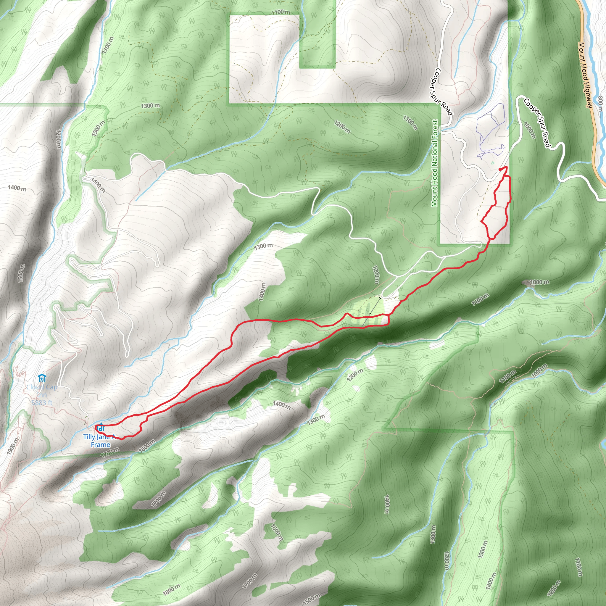 Polallie Ridge Loop Trail from Cooper Spur Road mobile static map