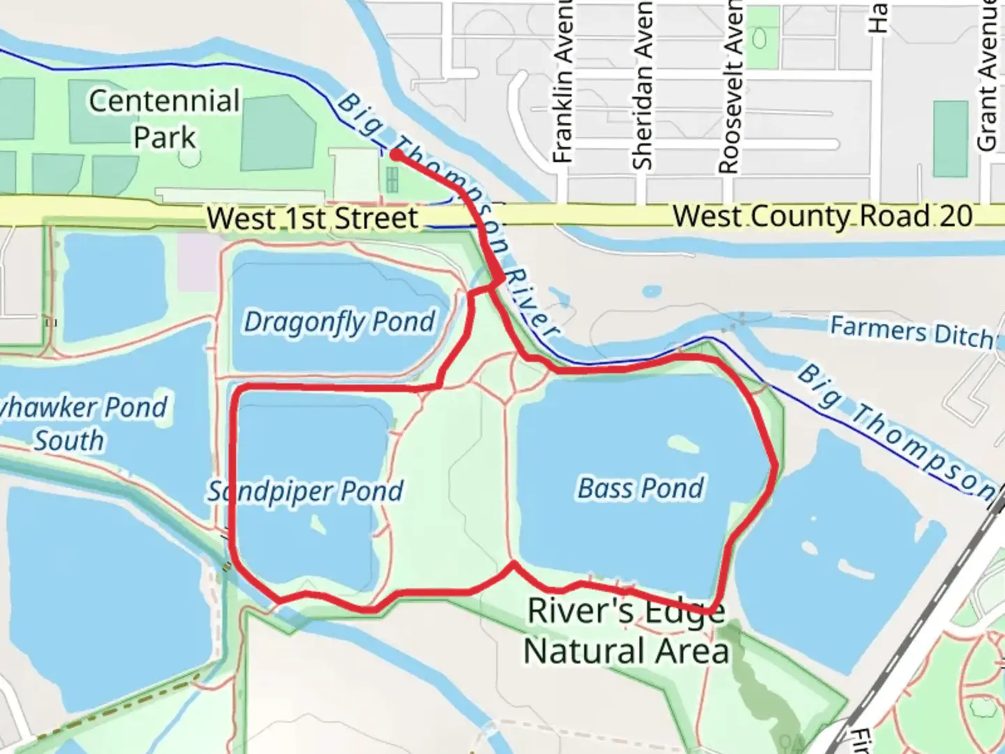 An image depicting the trail Dragonfly, Sandpiper and Bass Pond Loop Trail and its surrounding area.