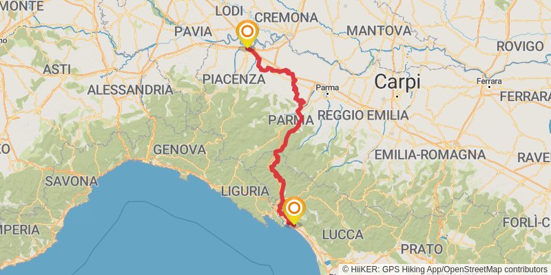 Via Francigena - Italy stage 5 Map