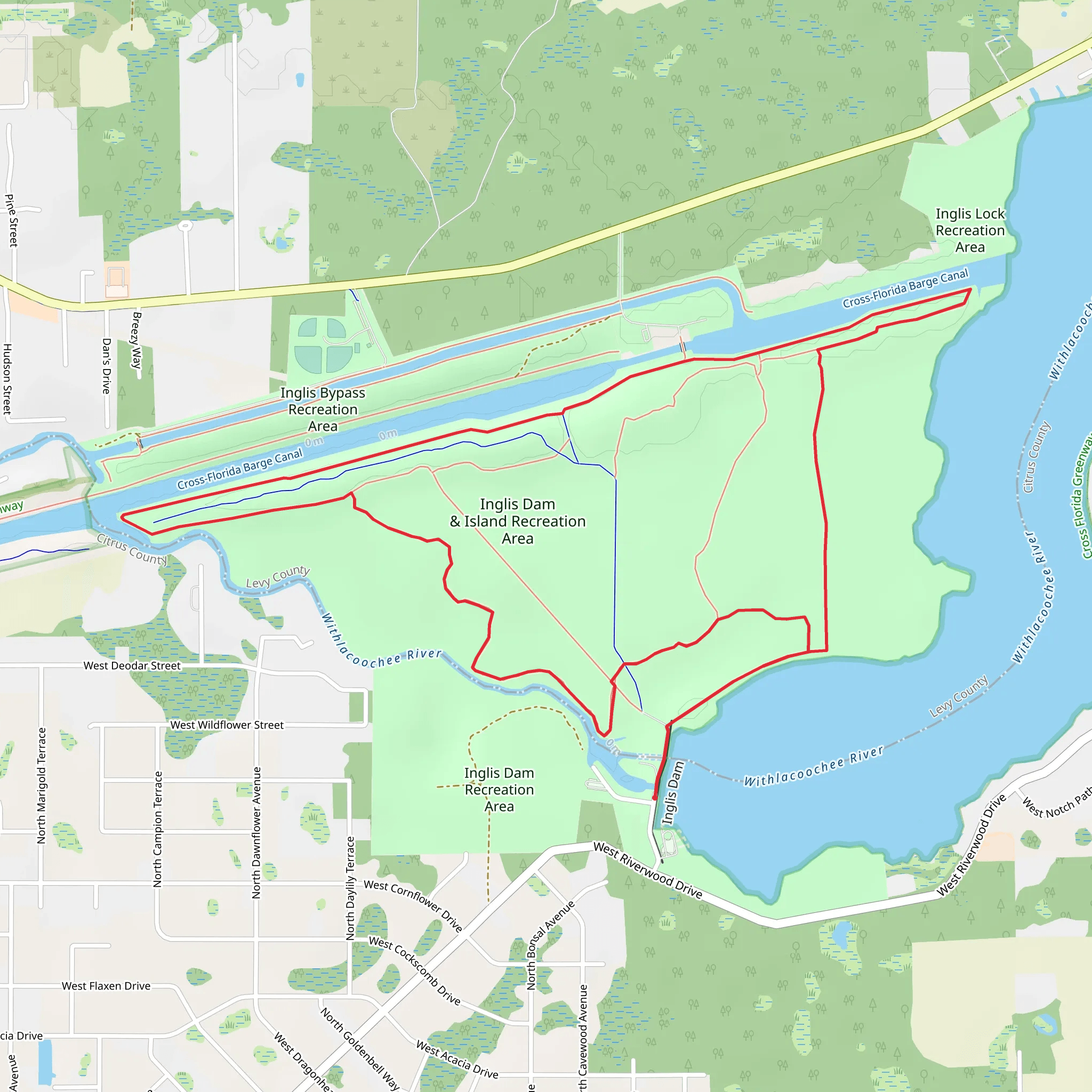 Inglis Island Recreation Area Loop mobile static map