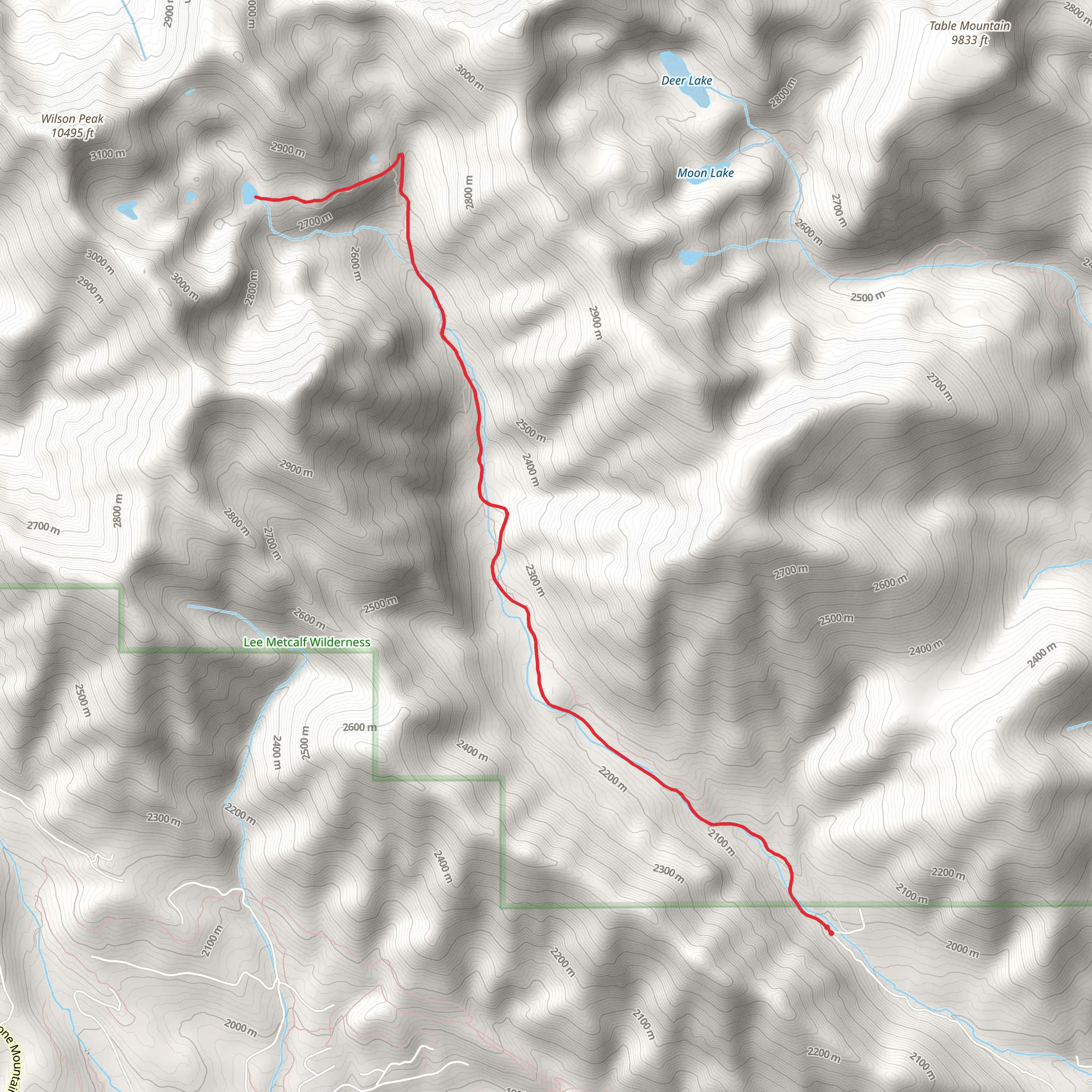 Dudley Lake via Dudley Creek Trail mobile static map