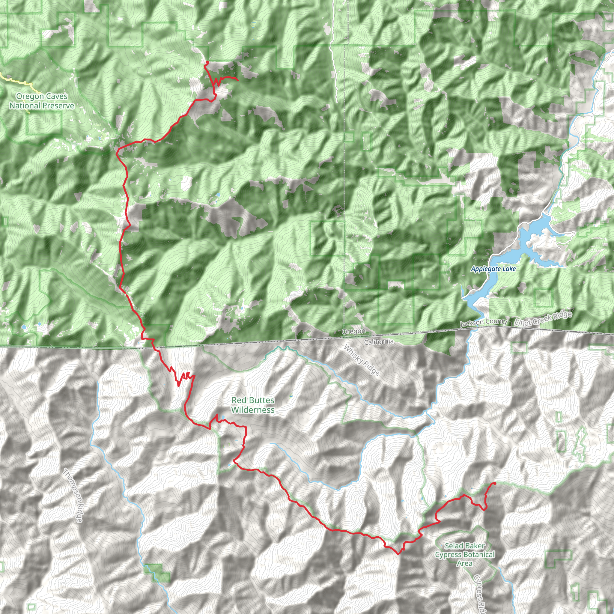 Siskiyou Boundary Trail mobile static map