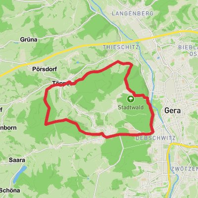 Geraer Stadt Loop via Lerchenberg mobile static map
