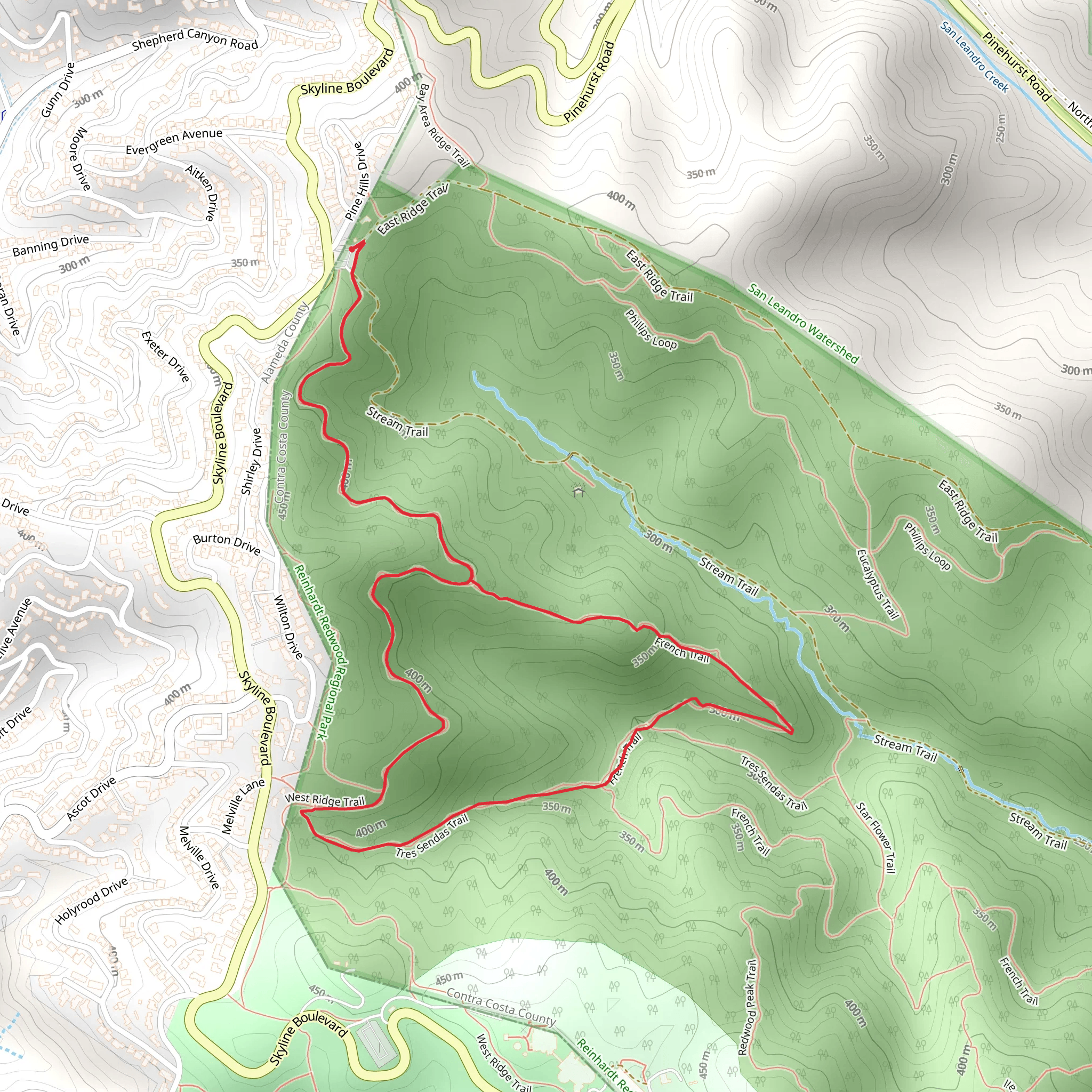 French - Tres Sendas - West Ridge Loop Trail mobile static map