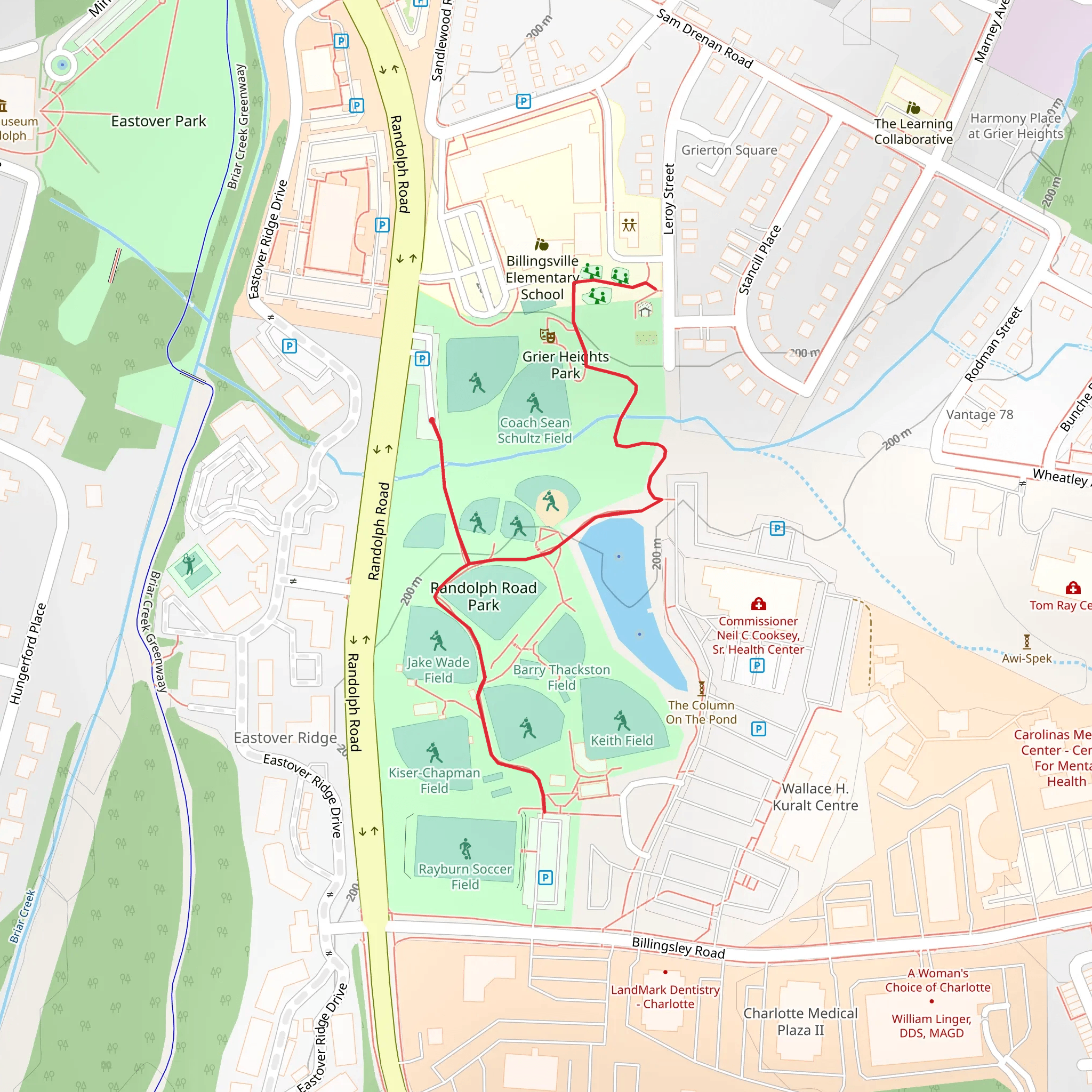 Randolph Road Park and Grier Heights Park Walk mobile static map