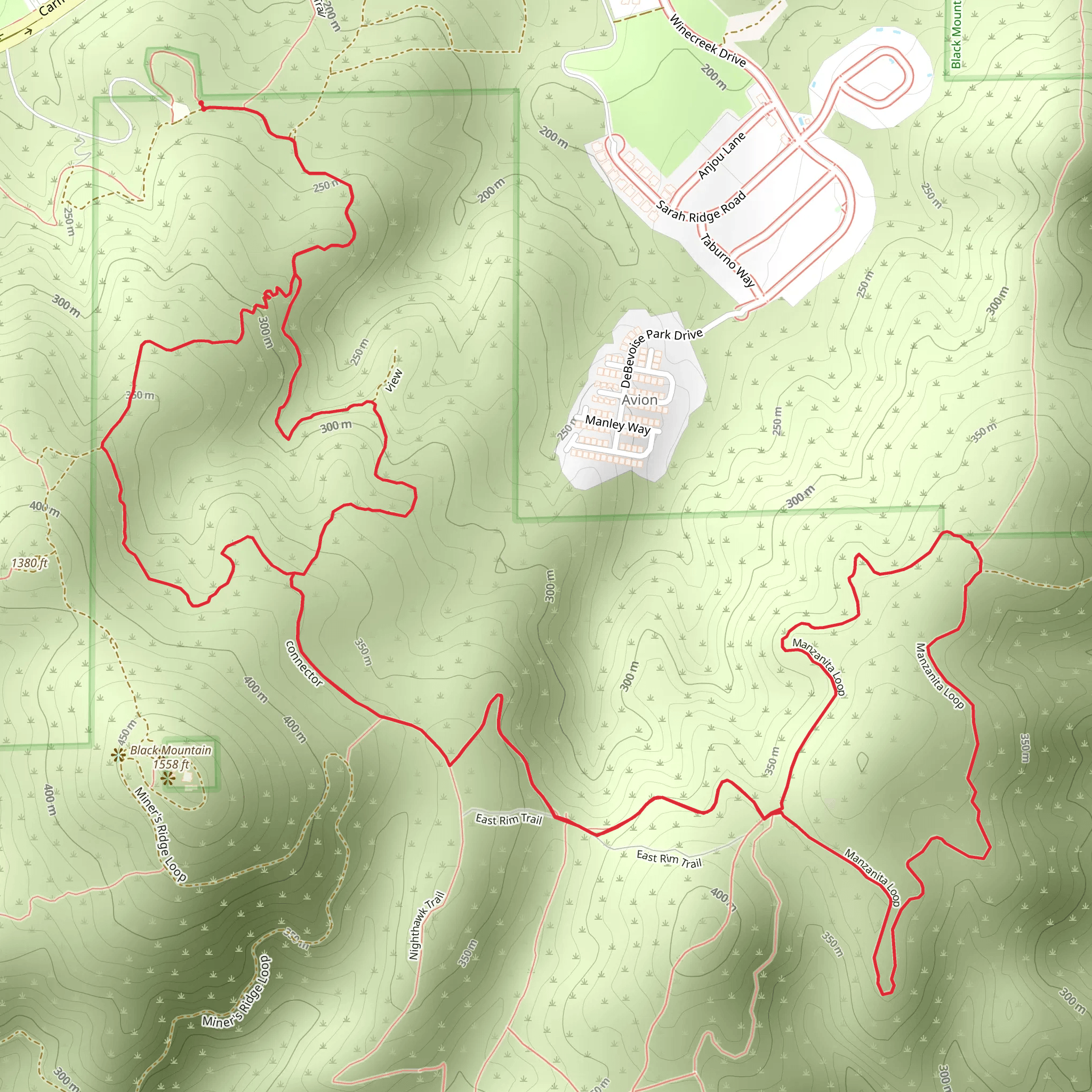 Miner's Ridge Trail, East Rim Trail and Manzanita Loop mobile static map