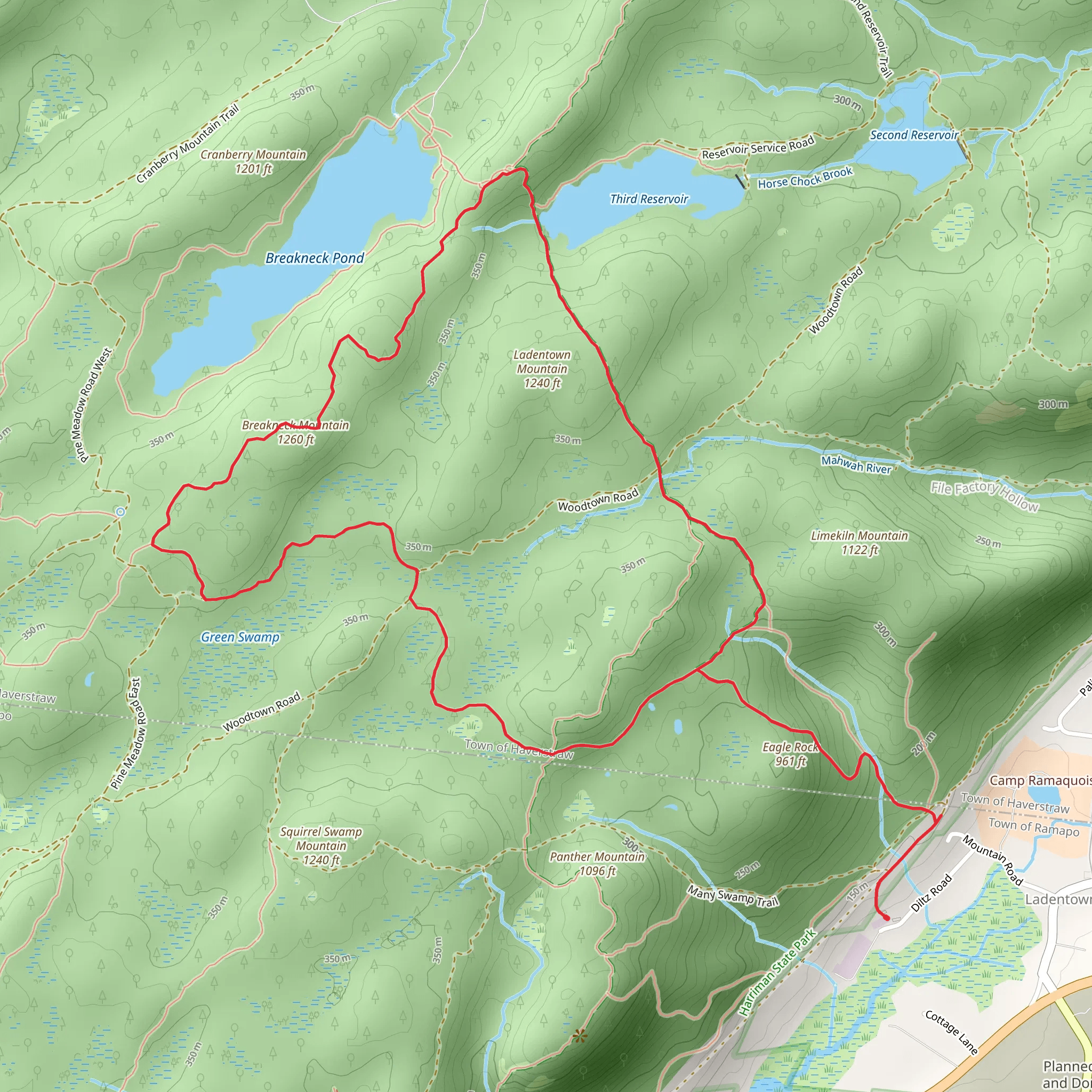 Breakneck Mountain and Third Reservoir Loop via Tuxedo-Mount Ivy Trail mobile static map