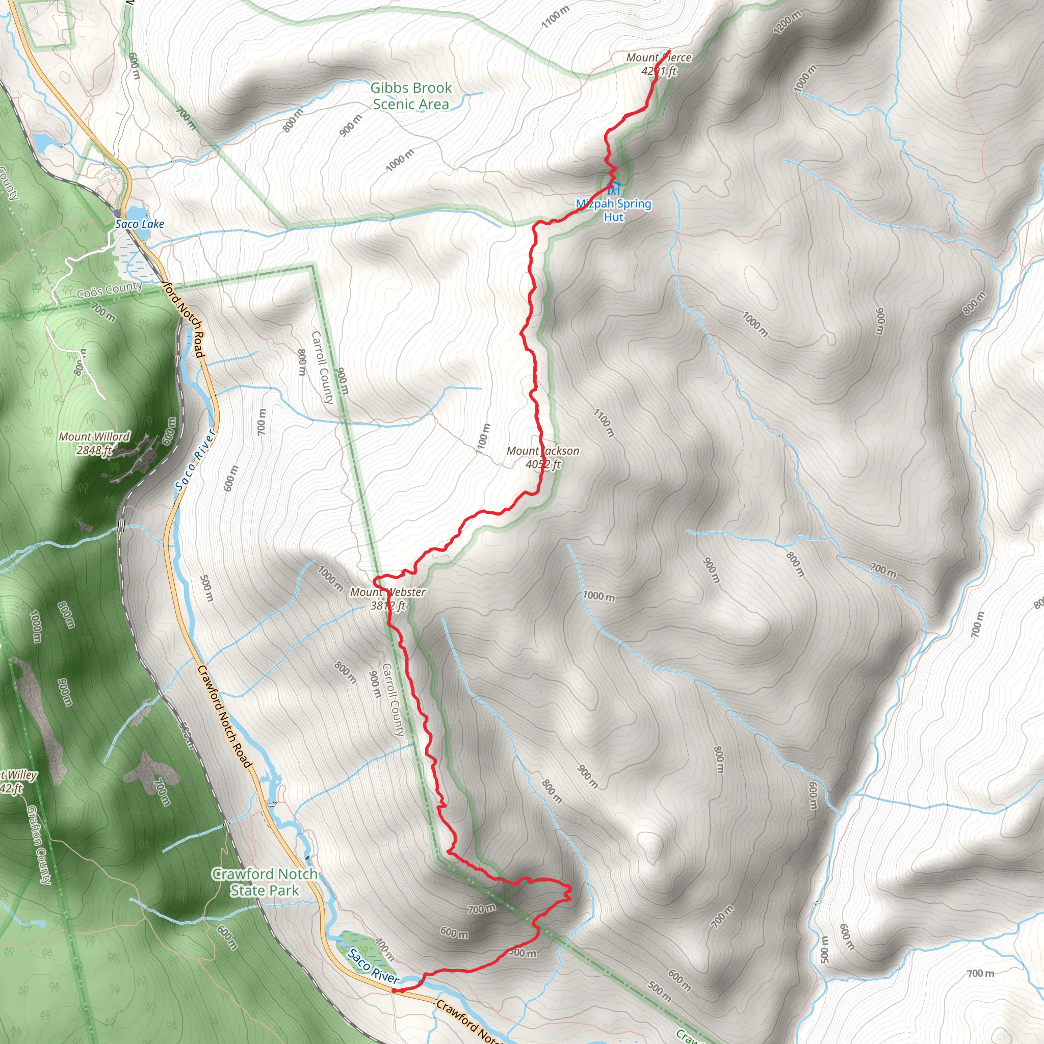 Mount Pierce via Webster Cliff Trail mobile static map