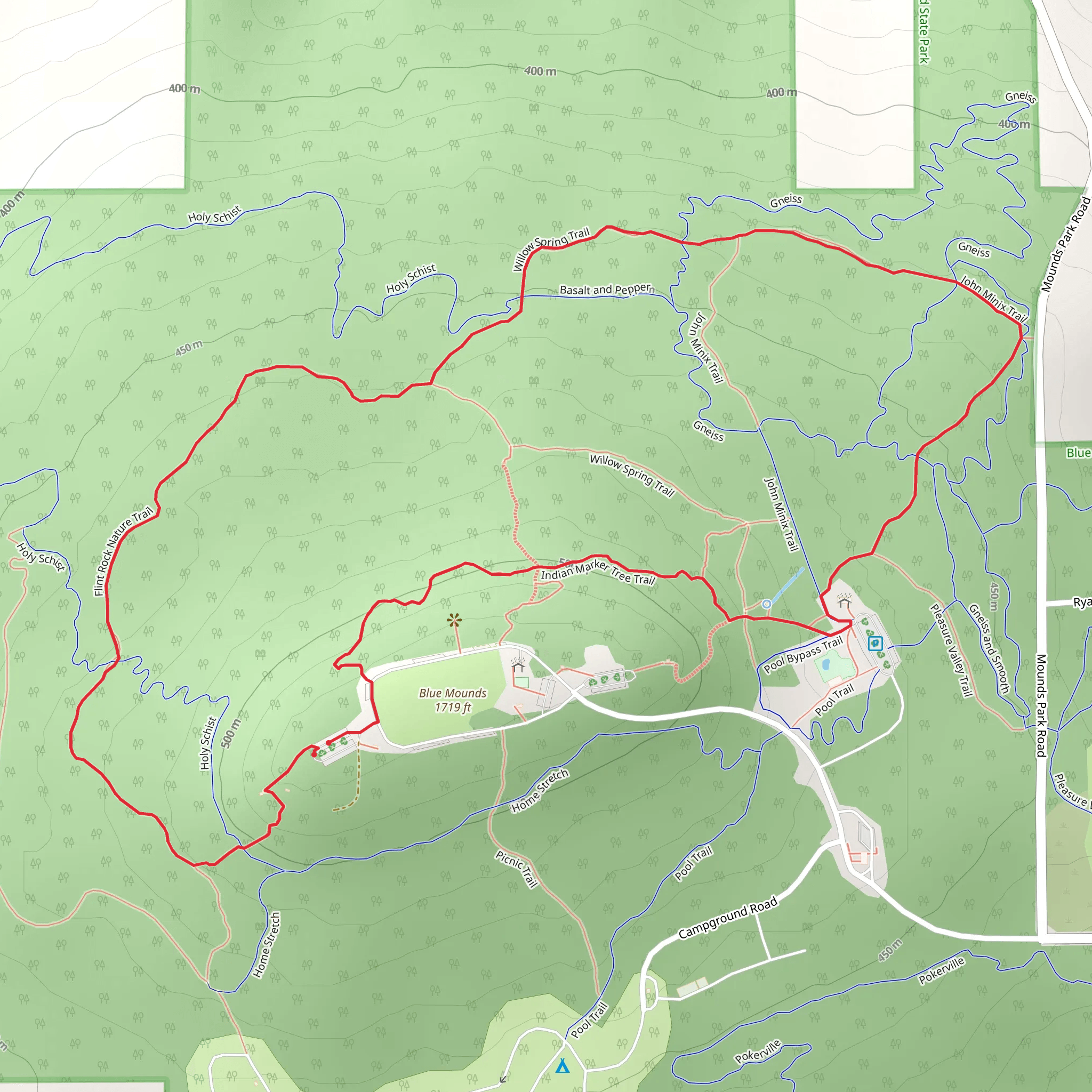 Flint Rock Nature and John Minix Loop Trail mobile static map