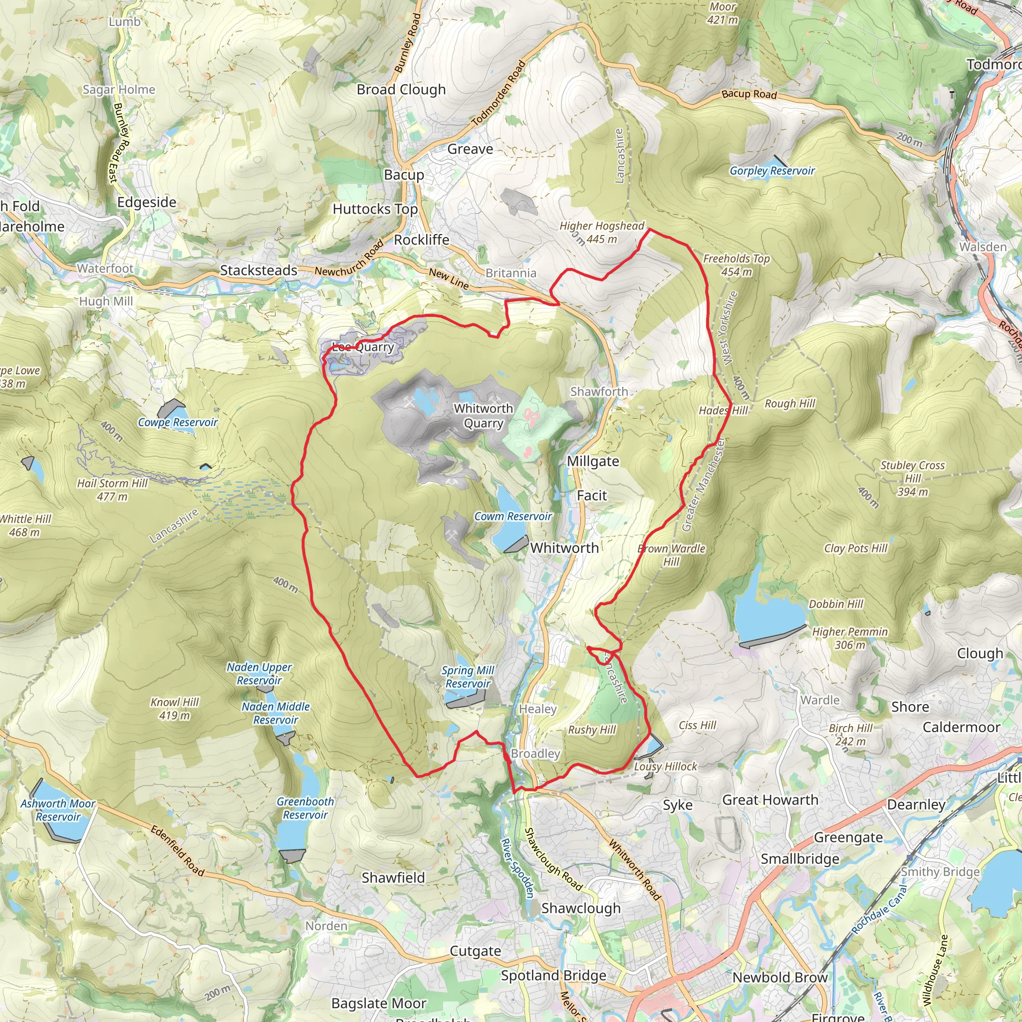 Whitworth Circular Walk mobile static map
