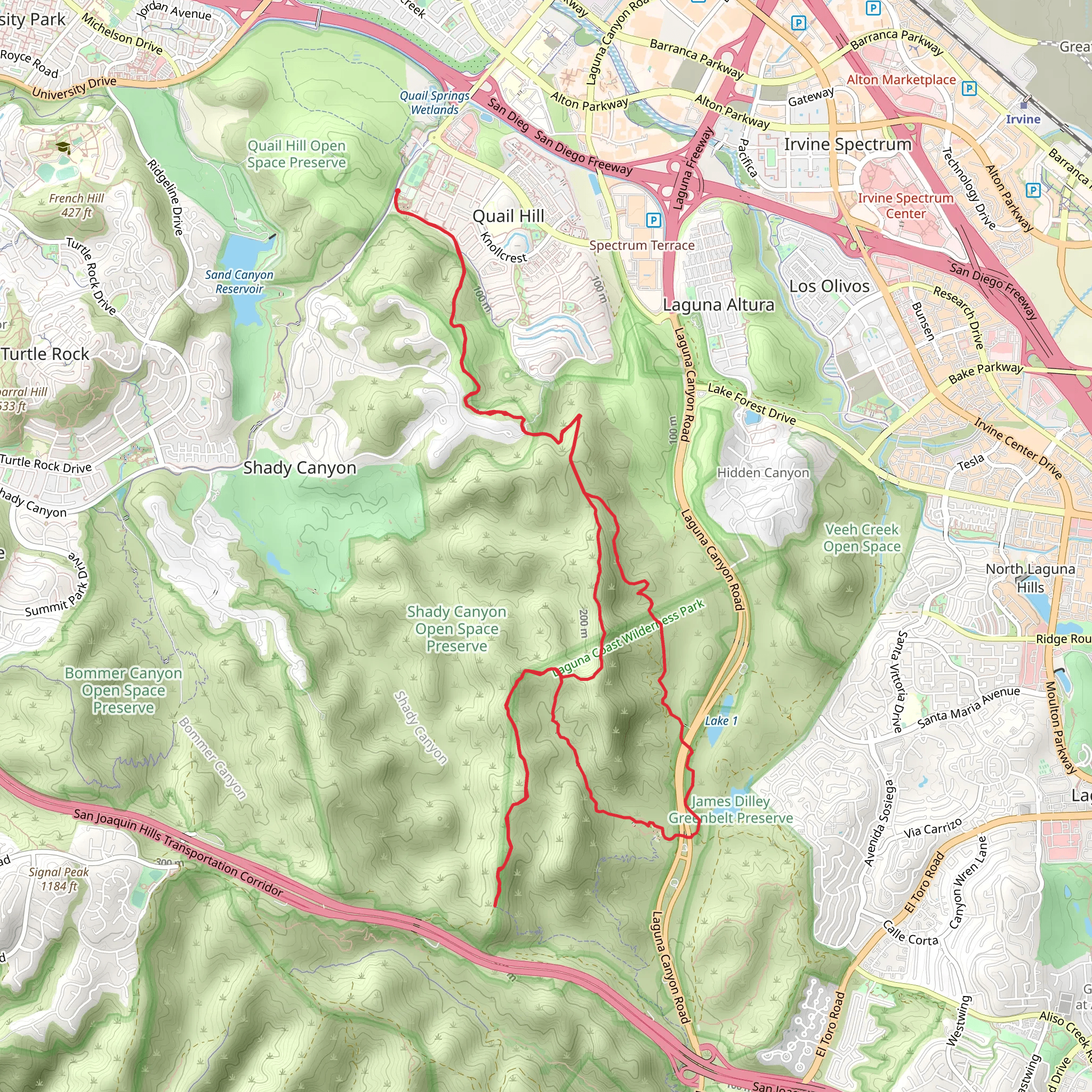 Serrano Ridge Trail via Quail Trail mobile static map