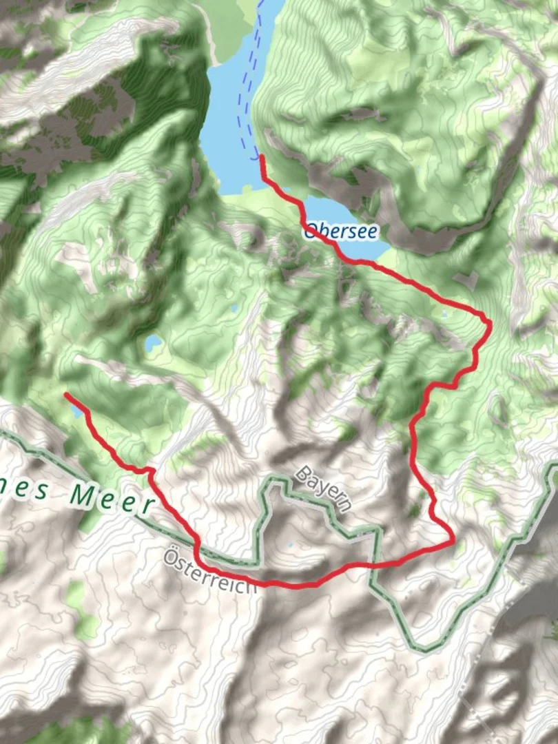 An image depicting the trail Konigssee to Karlinger Haus Walk via Wasserberg and its surrounding area.