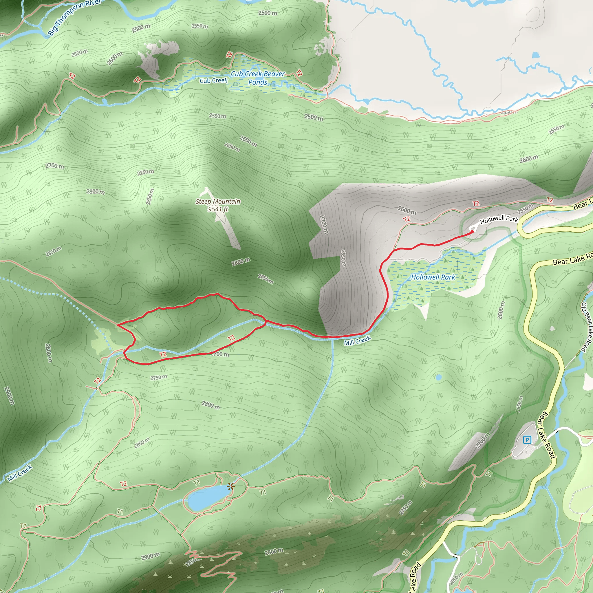 Hollowell Park Trail and Mill Creek Basin Trail mobile static map