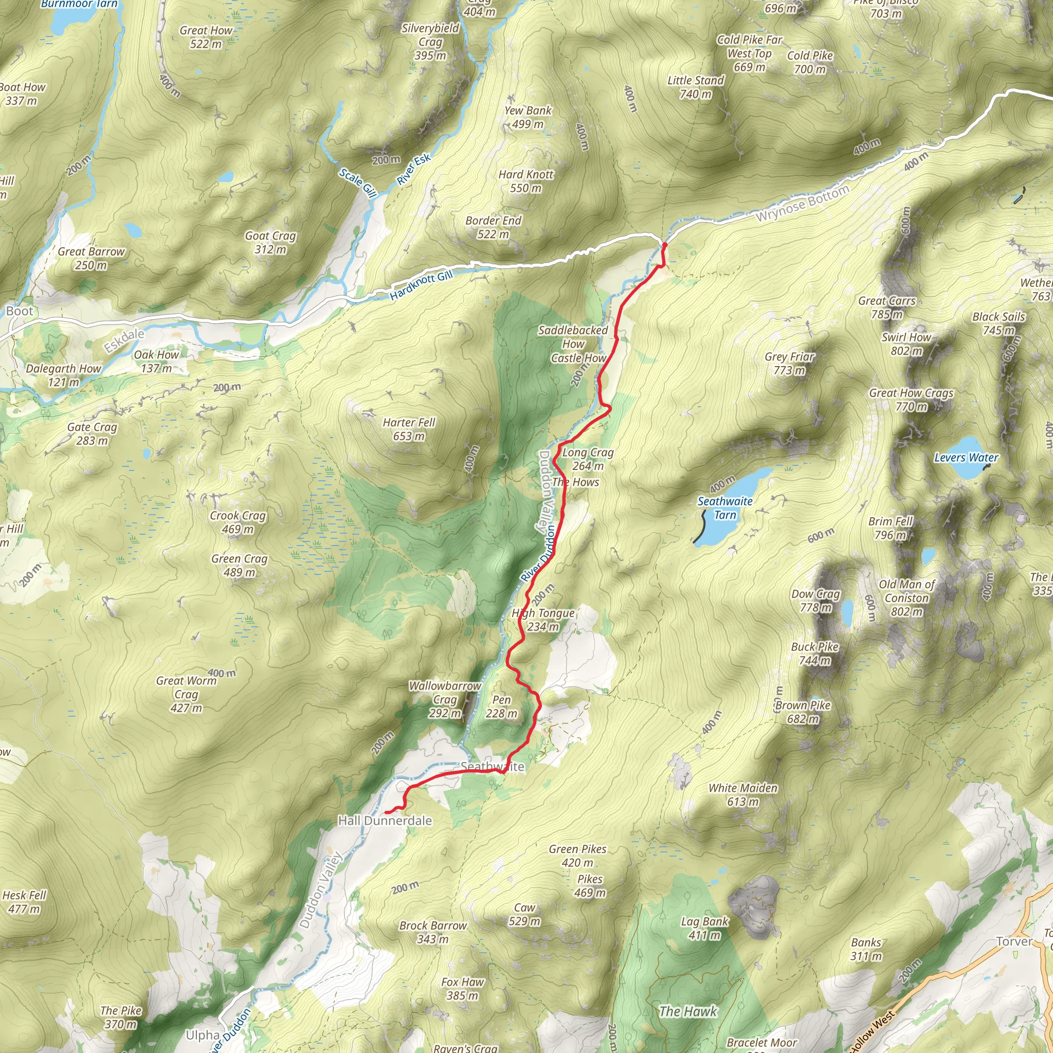 Cockley Beck to Hall Dunnerdale Walk mobile static map