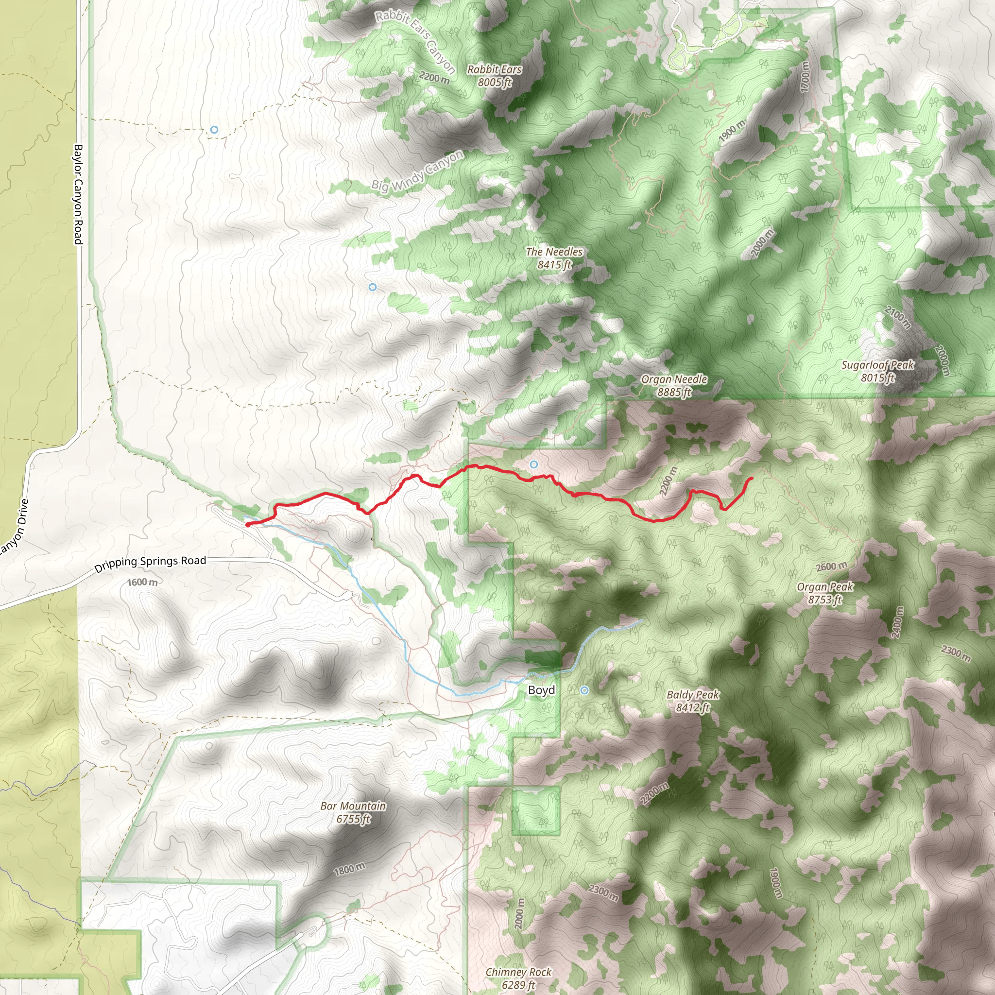 Fillmore Canyon and Organ Peak Trail mobile static map