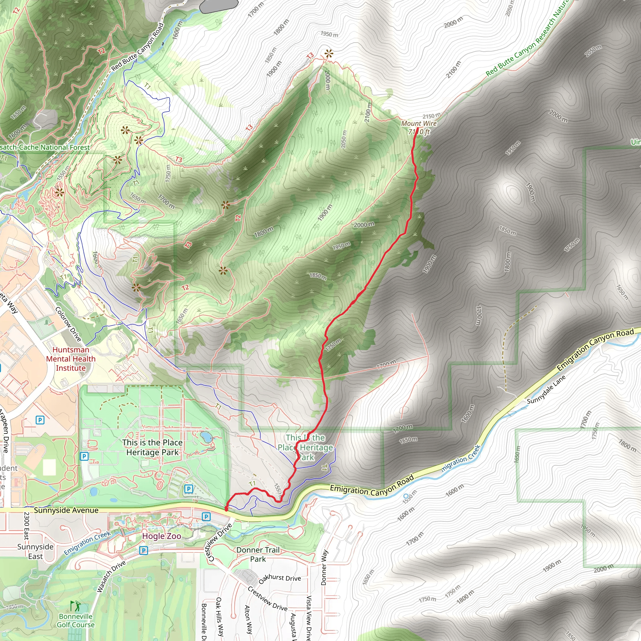 Mount Wire South Trail mobile static map