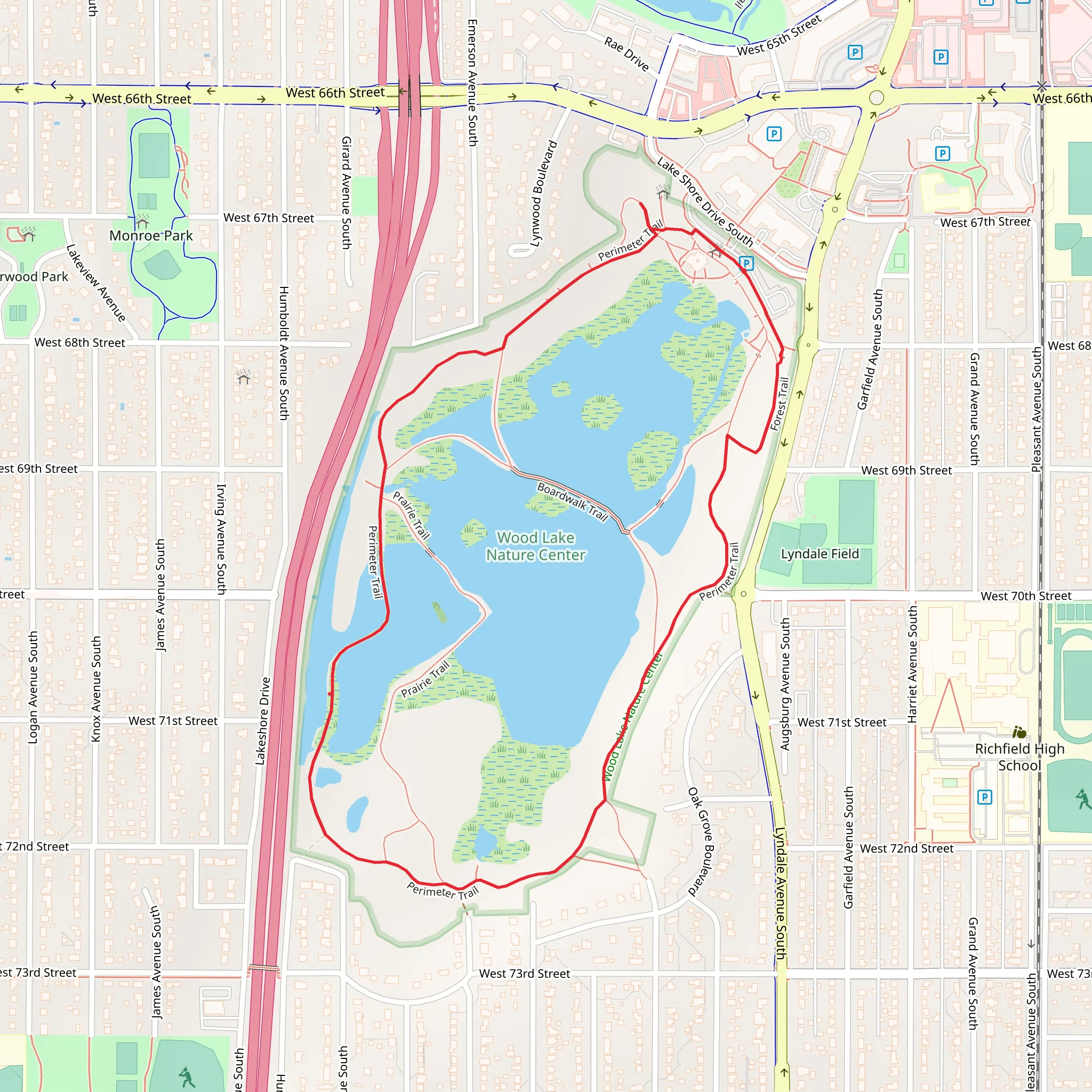 Perimeter Trail Loop - Wood Lake mobile static map