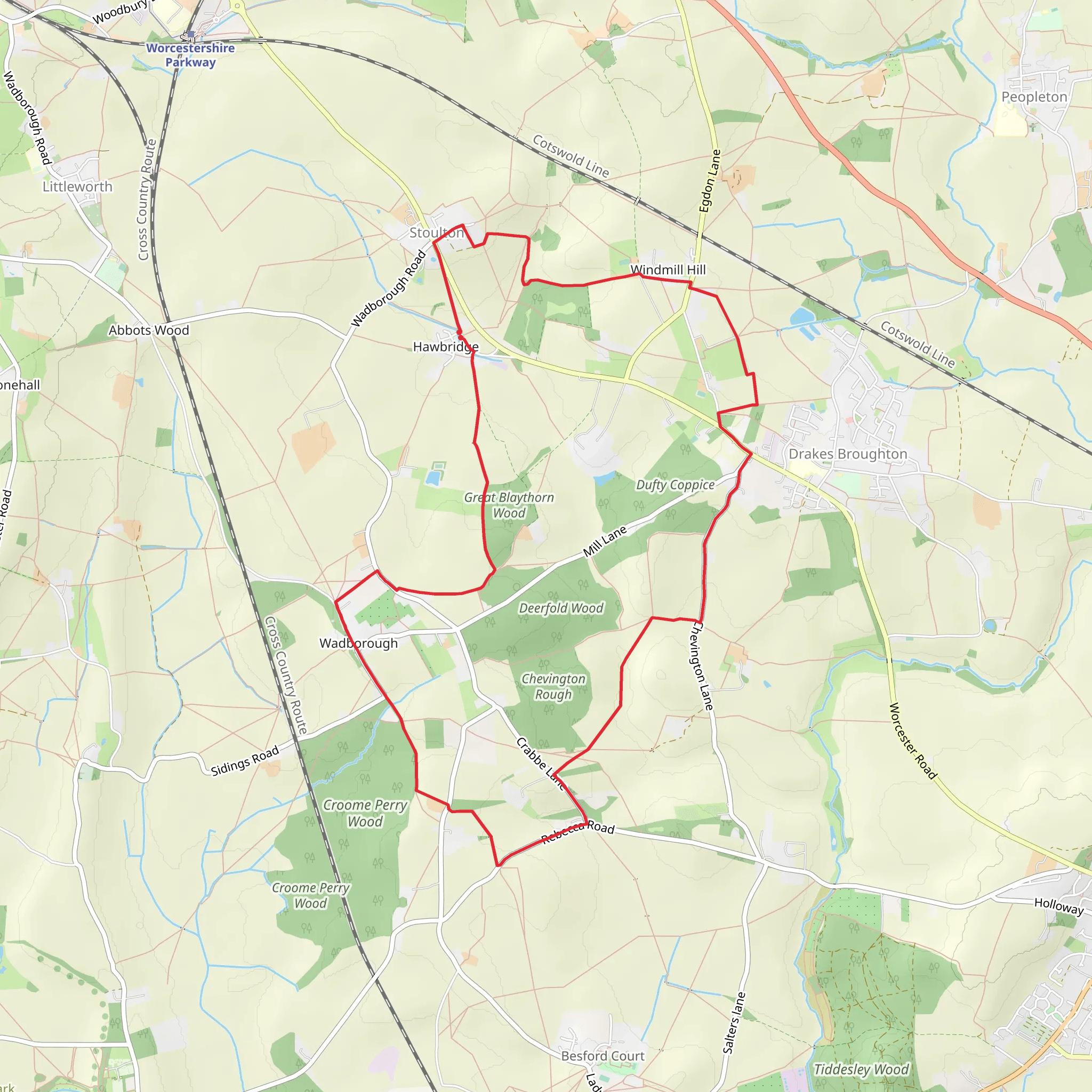 Hawbridge and WadBorough Loop mobile static map