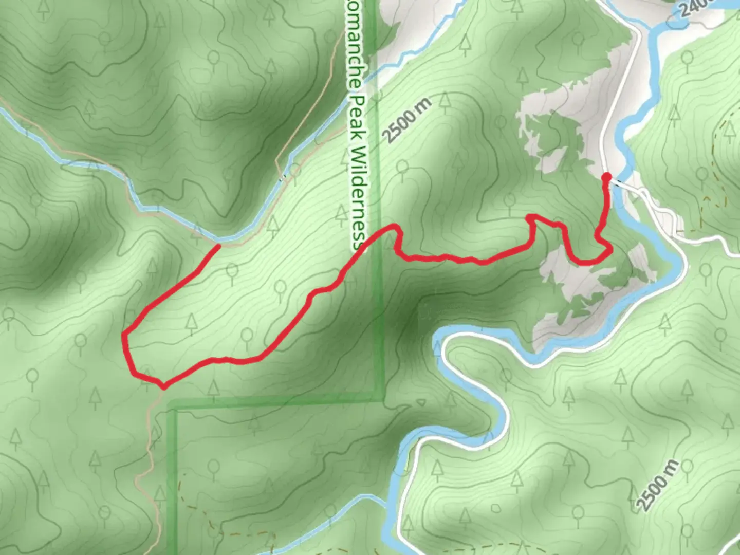An image depicting the trail Little Fish Trail via Fish Creek Trail and its surrounding area.