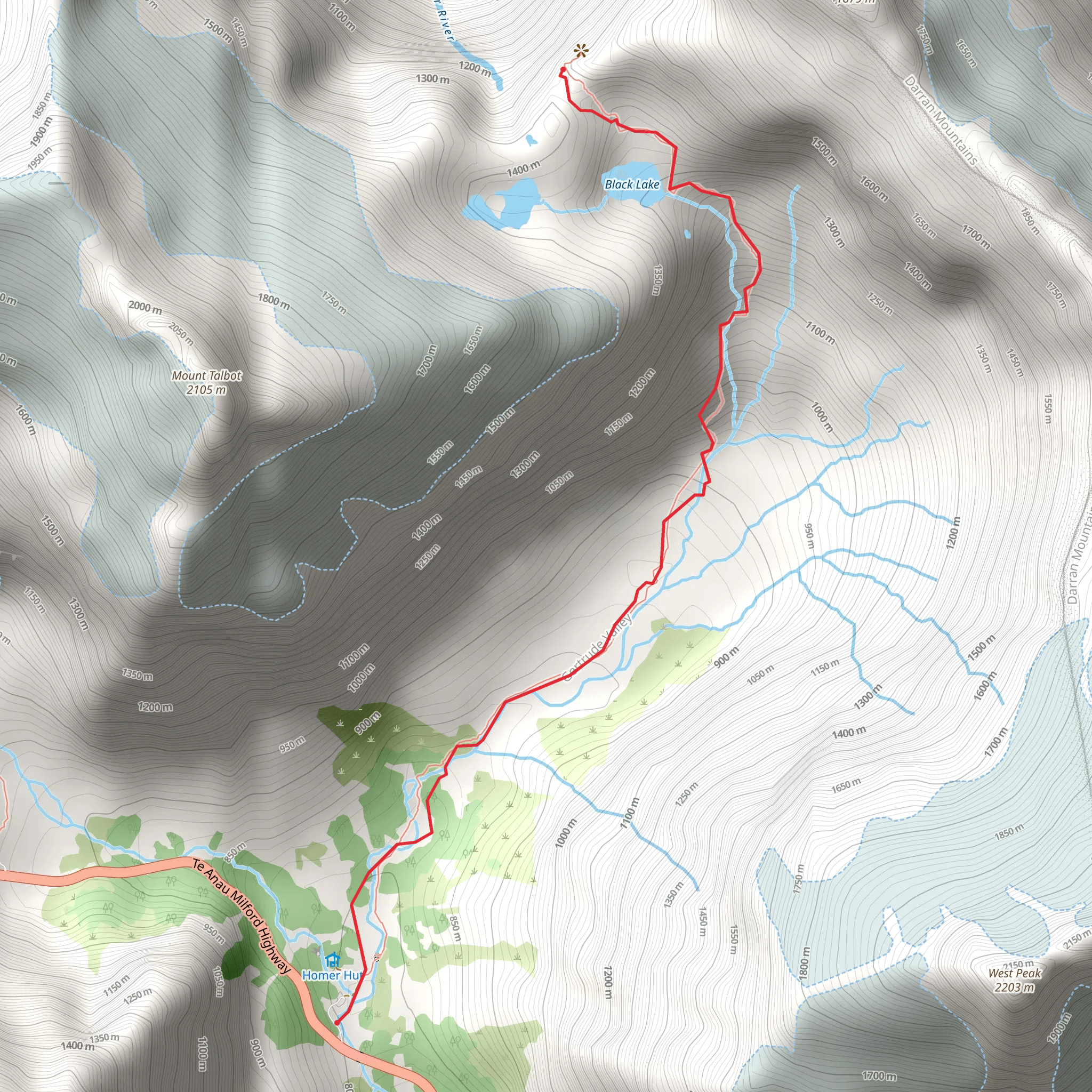 Gertrude Saddle Route mobile static map