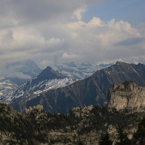 An image depicting the trail Kleine Scheidegg - Lauberhorn Mountain Peak and its surrounding area.