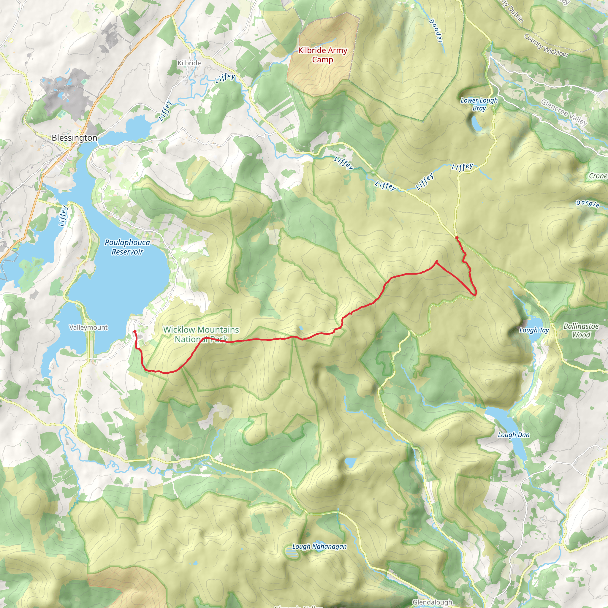 Gravale and Mullaghcleevaun via Sally Gap mobile static map