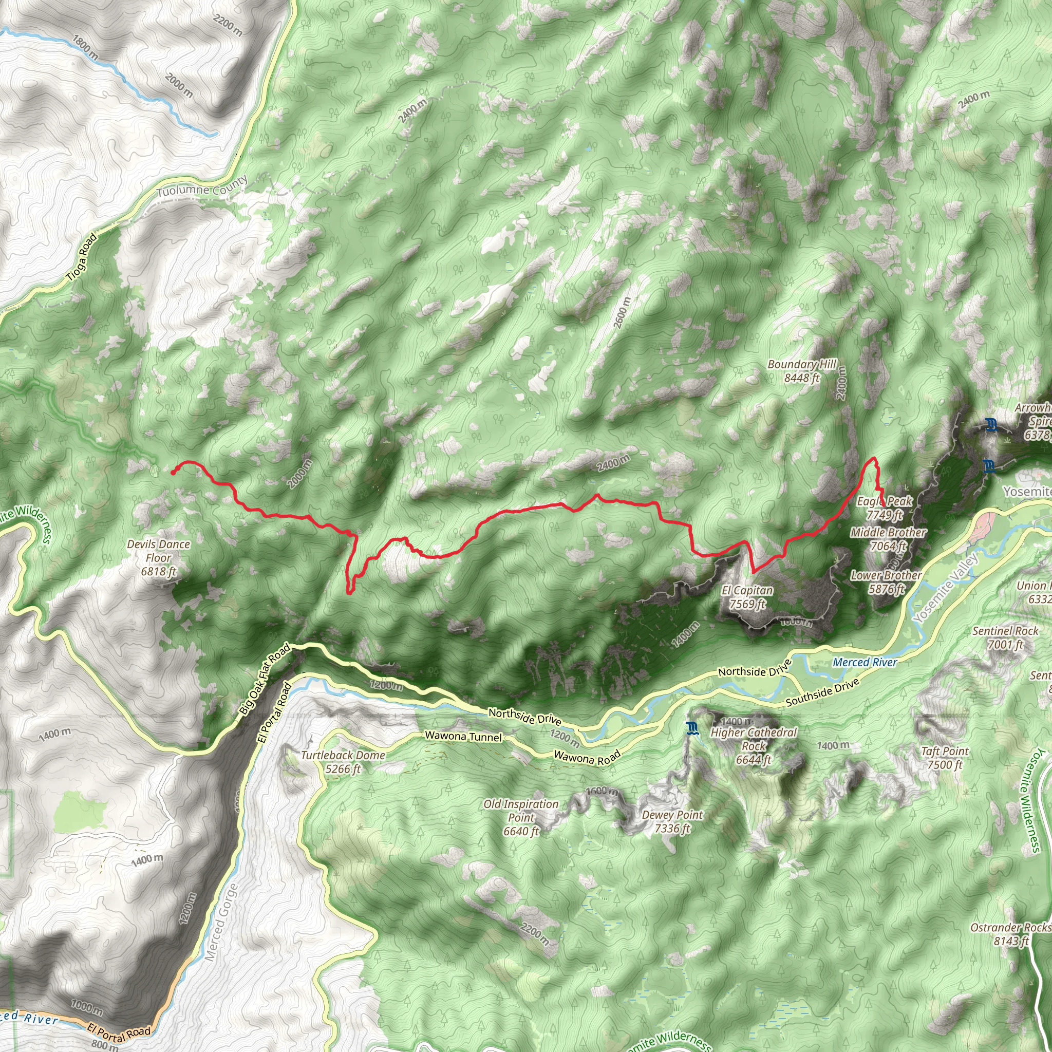 Eagle Peak via El Capitan Trail mobile static map