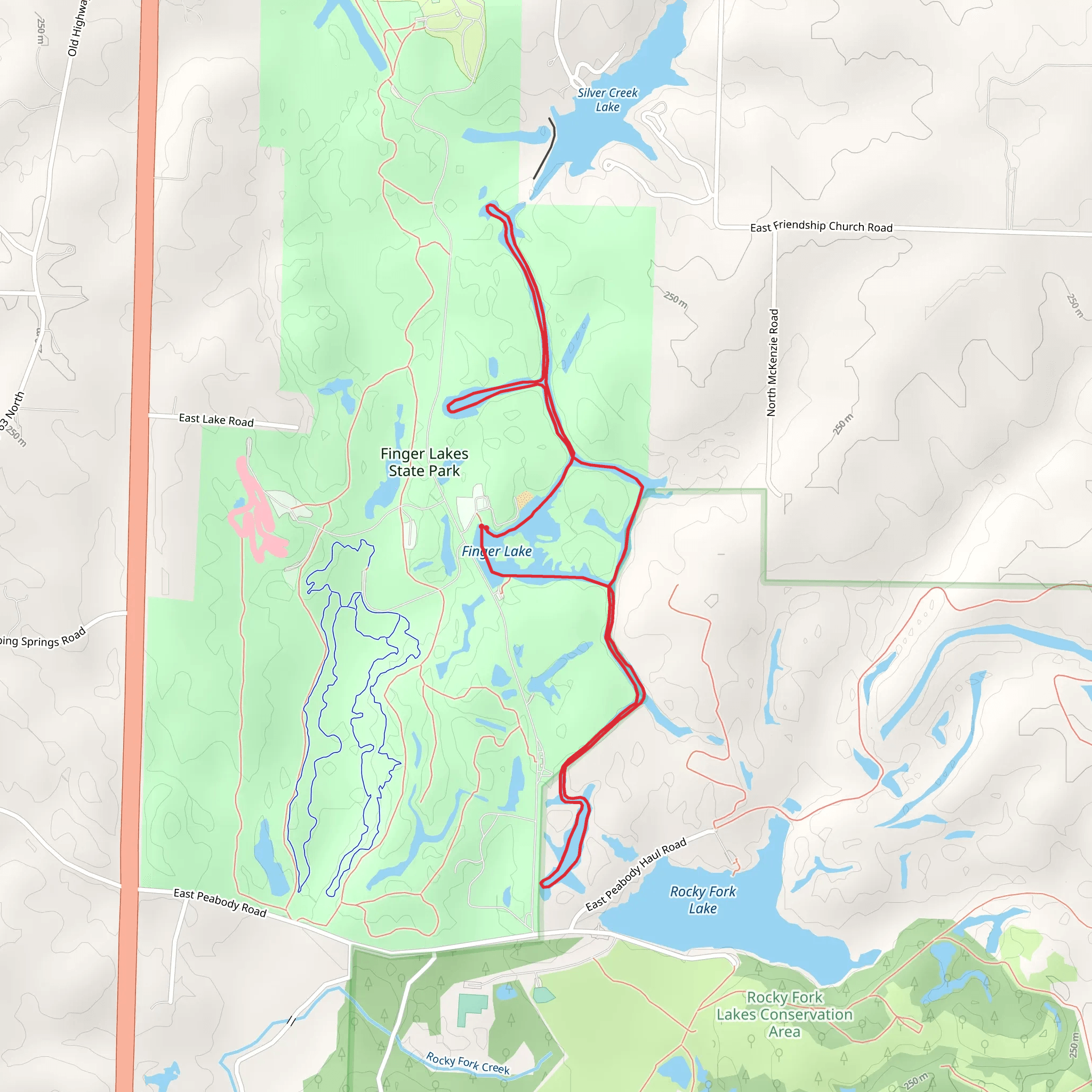 Finger Lakes State Park Water Trail mobile static map