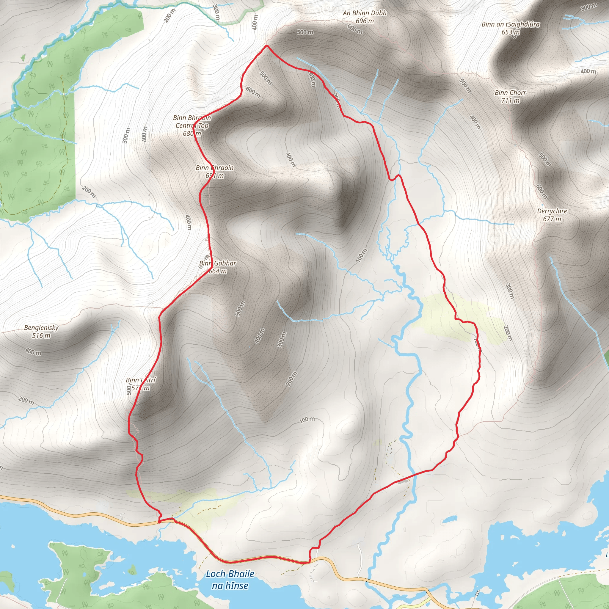Benlettery to Binn Bhraoin Mountain Loop mobile static map