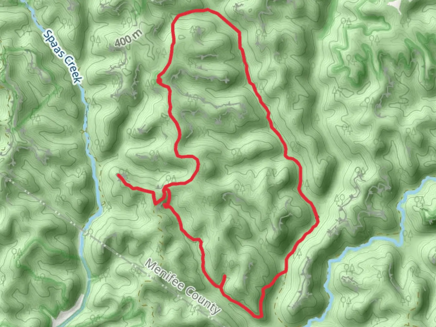 An image depicting the trail Hatton Hollow, Leatherwood Fork and Powder Mill Branch Loop and its surrounding area.