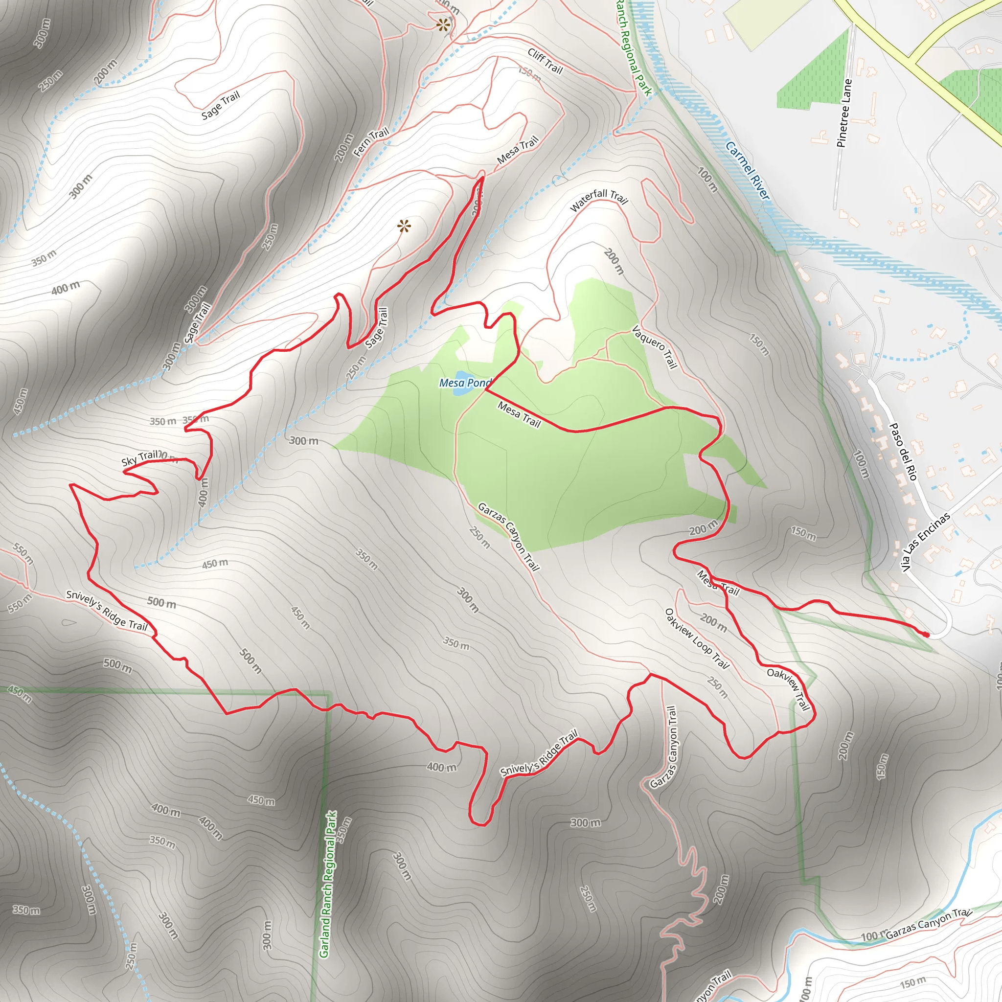Oakview, Snively's Ridge and Mesa Loop Trail mobile static map