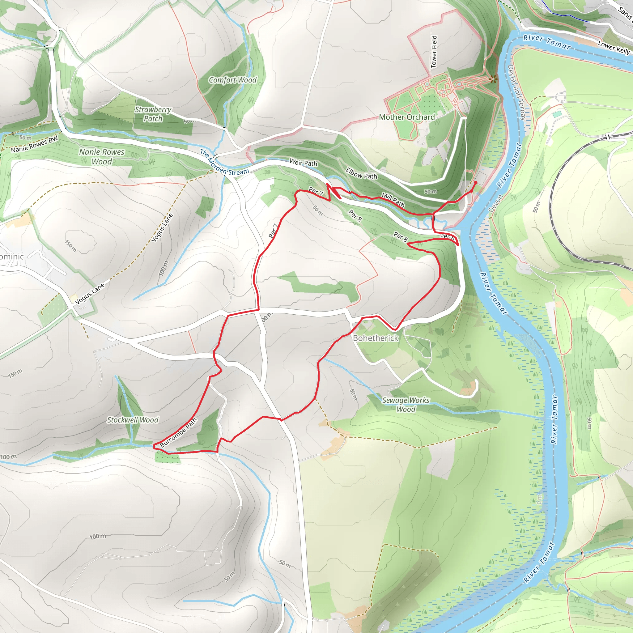 Cotehele and Burcombe Valley Walk mobile static map