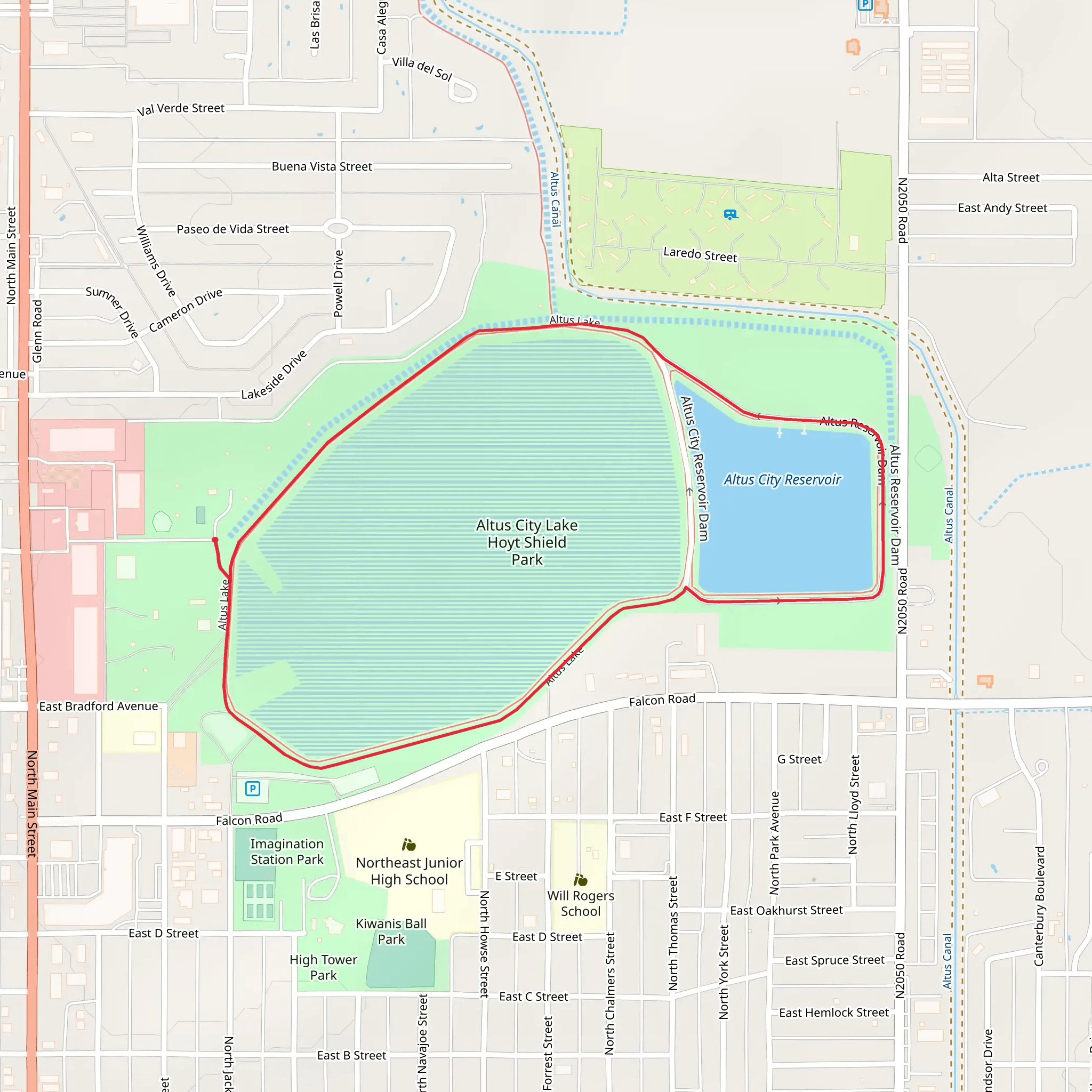 Altus Lake Reservoir and Altus City Reservoir Loop mobile static map
