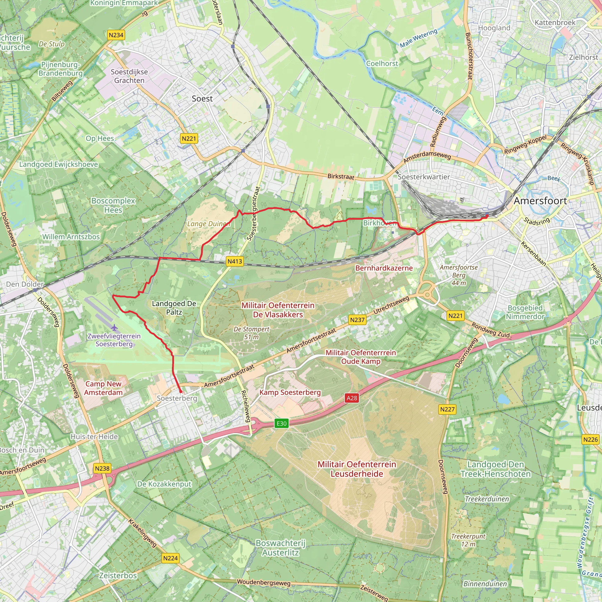 t Zwaantje to Amersfoort Centraal via Lange Duinen and Korte Duinen mobile static map