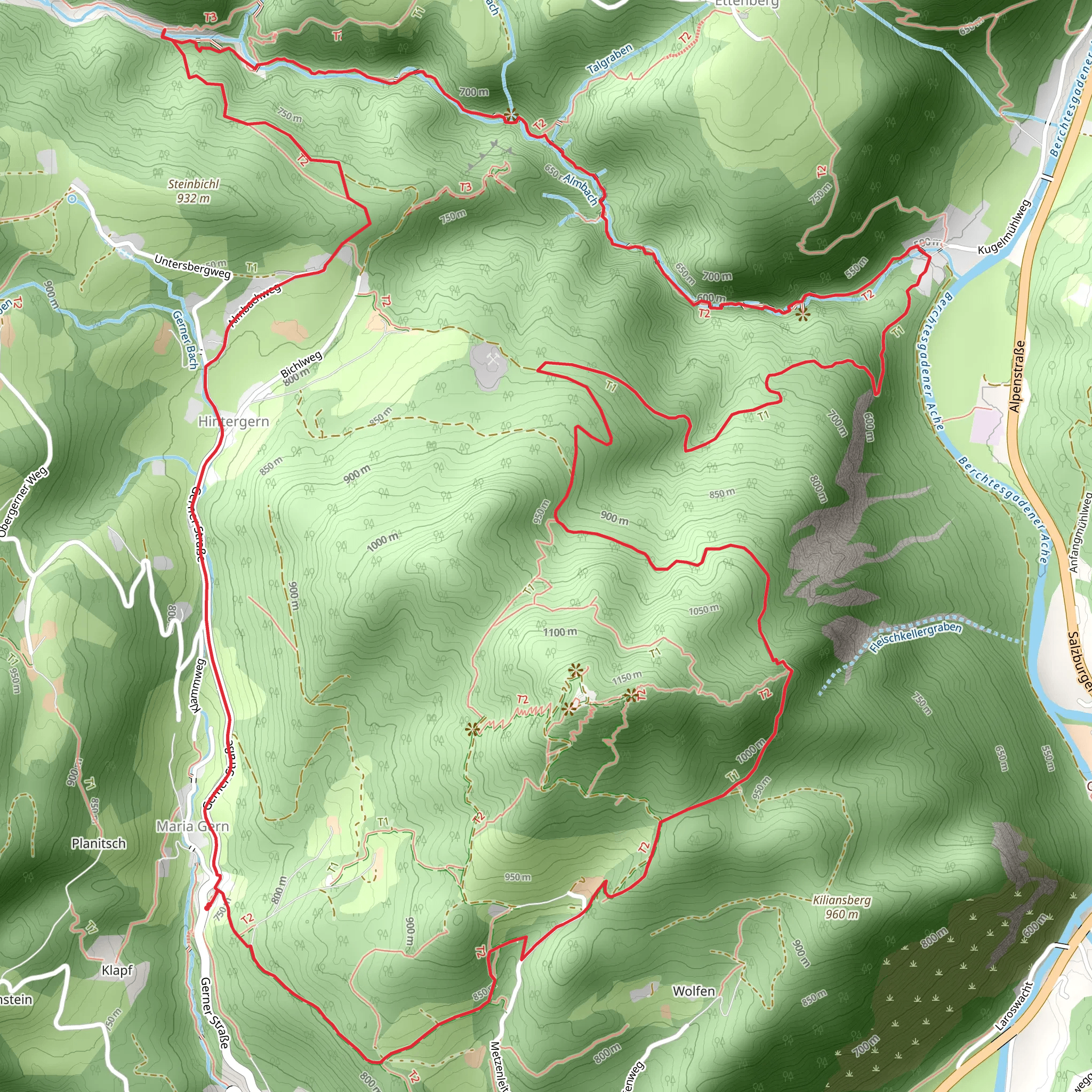 Theresienklause and Almbachklamm Loop mobile static map