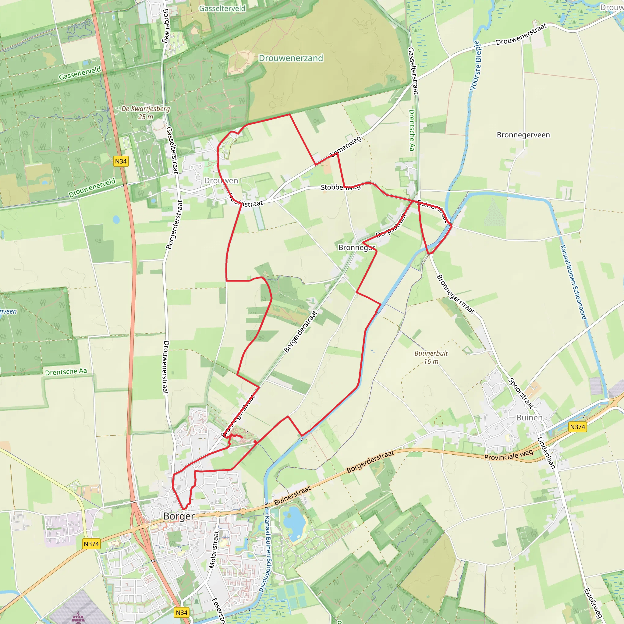 De Rietweg, Kampenesch and Bloemendellen Loop mobile static map