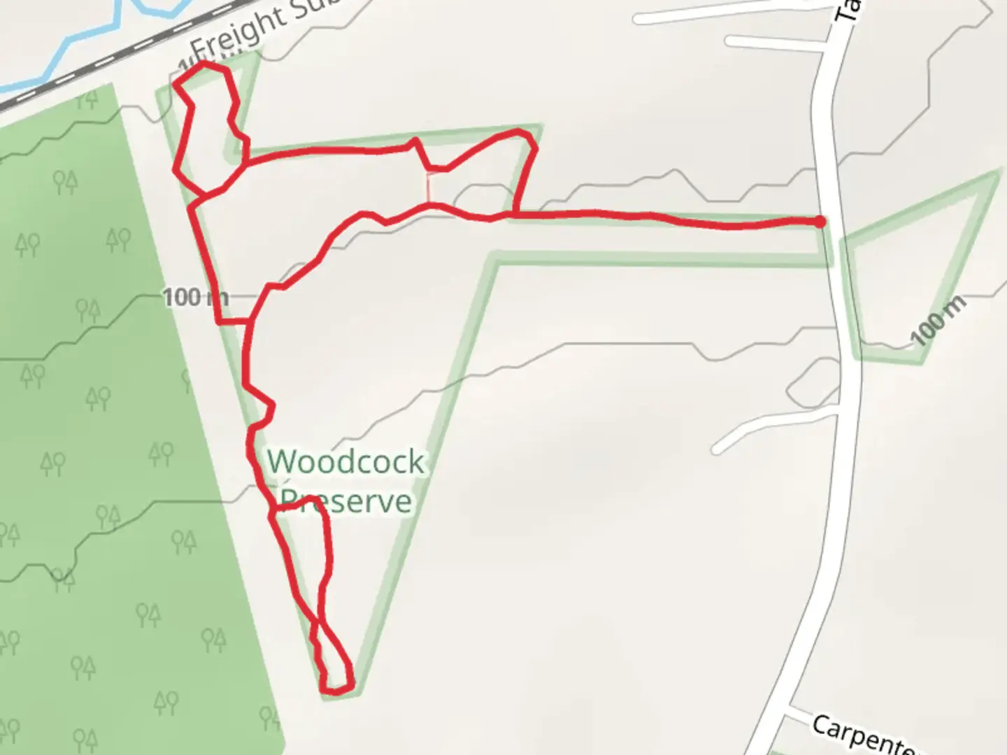 An image depicting the trail Red - White - Yellow - Blue Loop and its surrounding area.