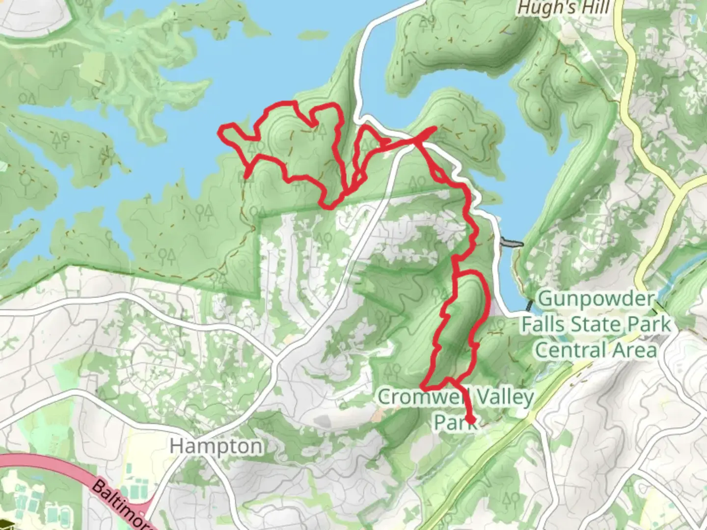 An image depicting the trail Willow Grove Trail, Sam's Grove Trail and Glen Ellen Lower Loop Trail and its surrounding area.