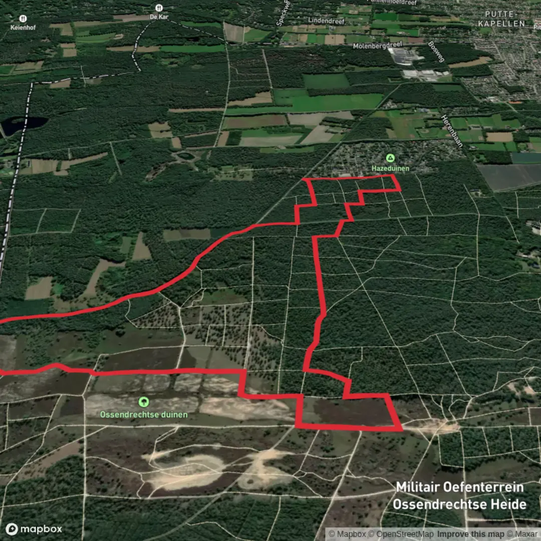 An image depicting the trail Verbindingsdreef and Kraaienberg Loop and its surrounding area.