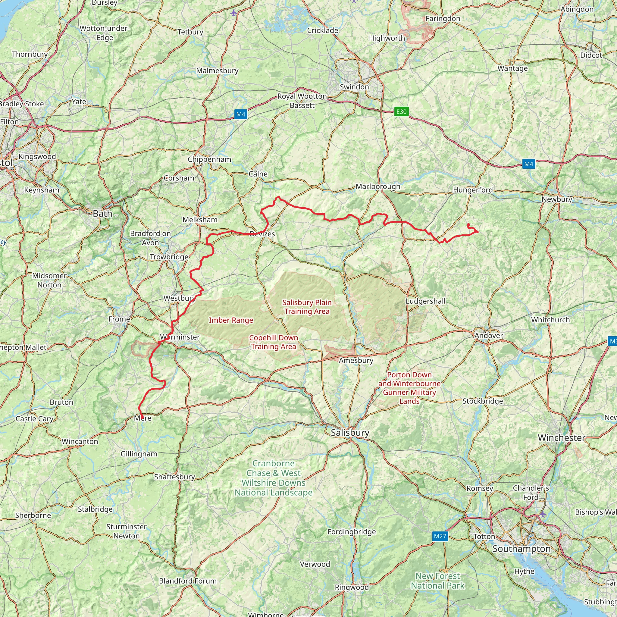 Mid Wilts Way mobile static map