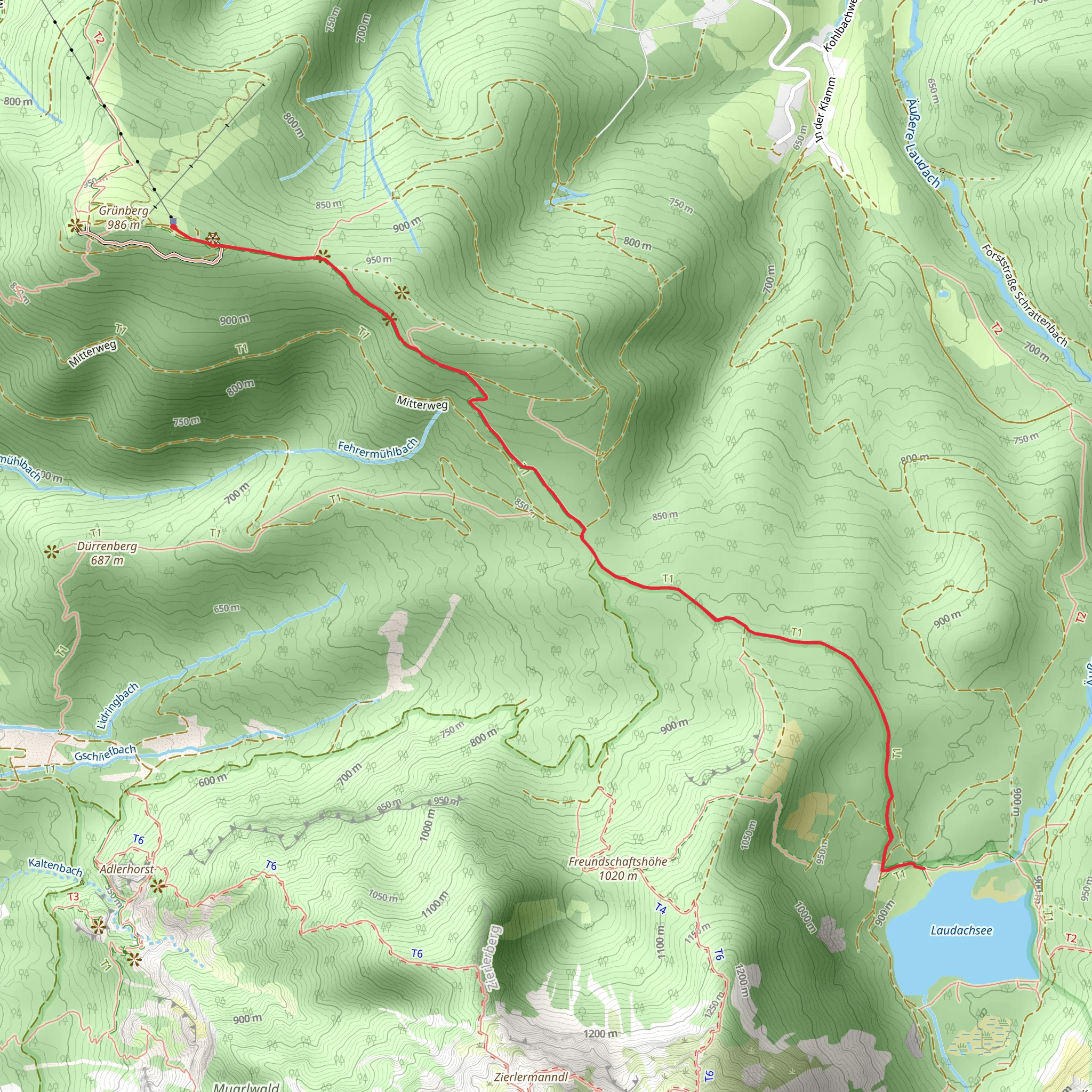 Grünberg Mountain to Lake Laudachsee Panorama Trail mobile static map