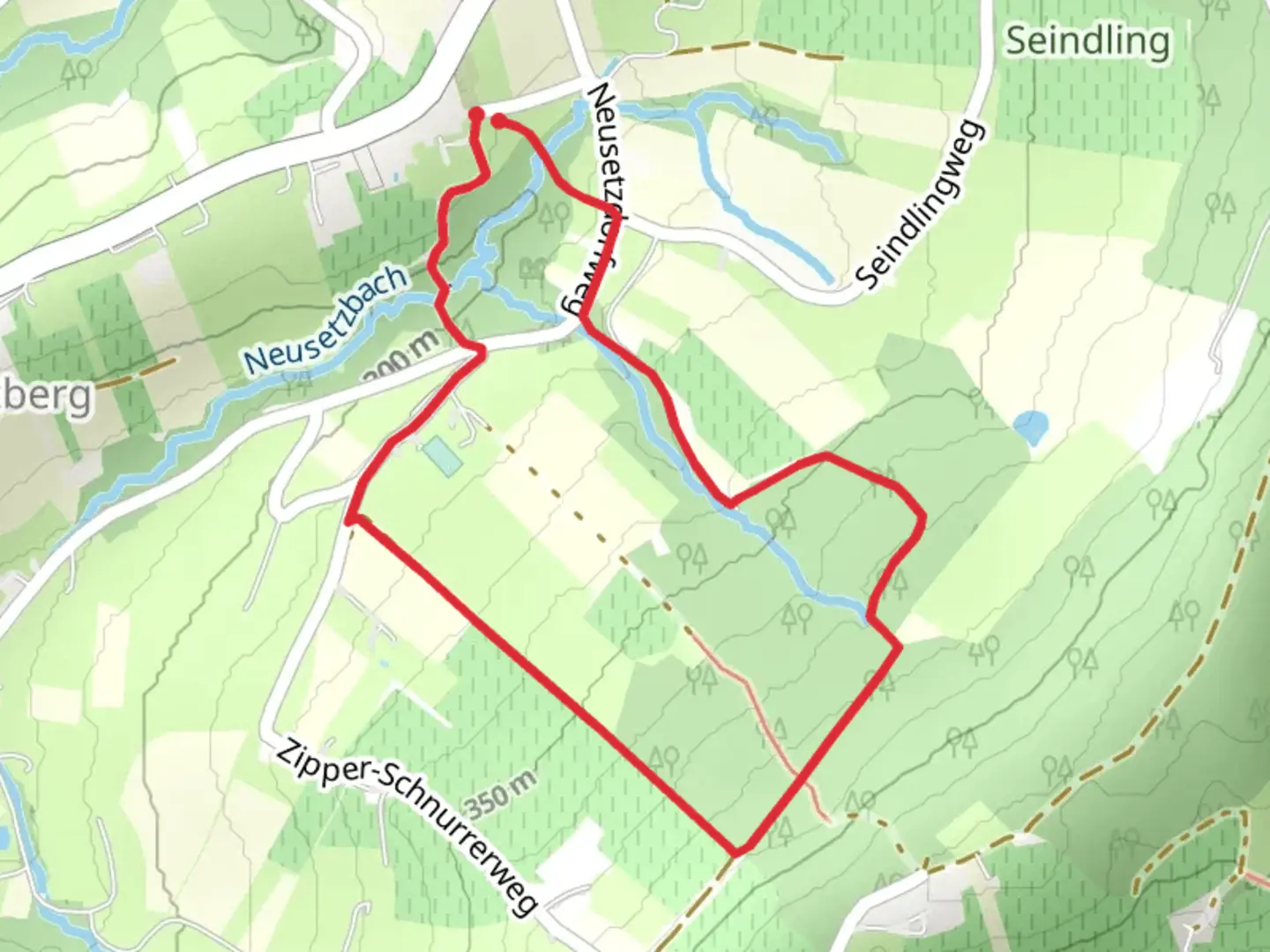 An image depicting the trail Krispelweg Loop and its surrounding area.