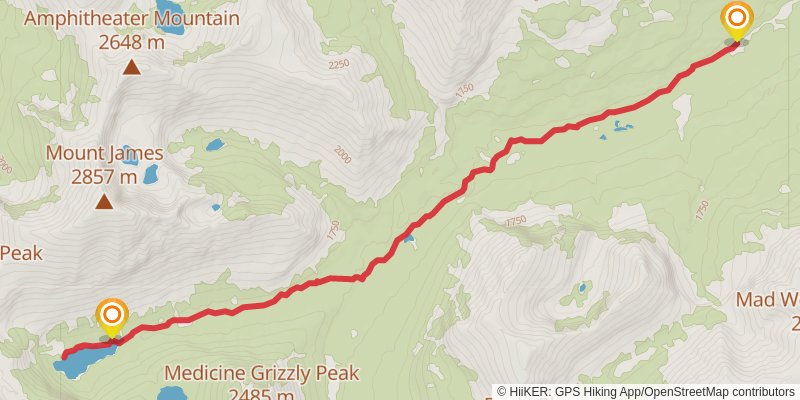 Medicine Grizzly Trail via Pitamakan Pass Trail stage 2 Map