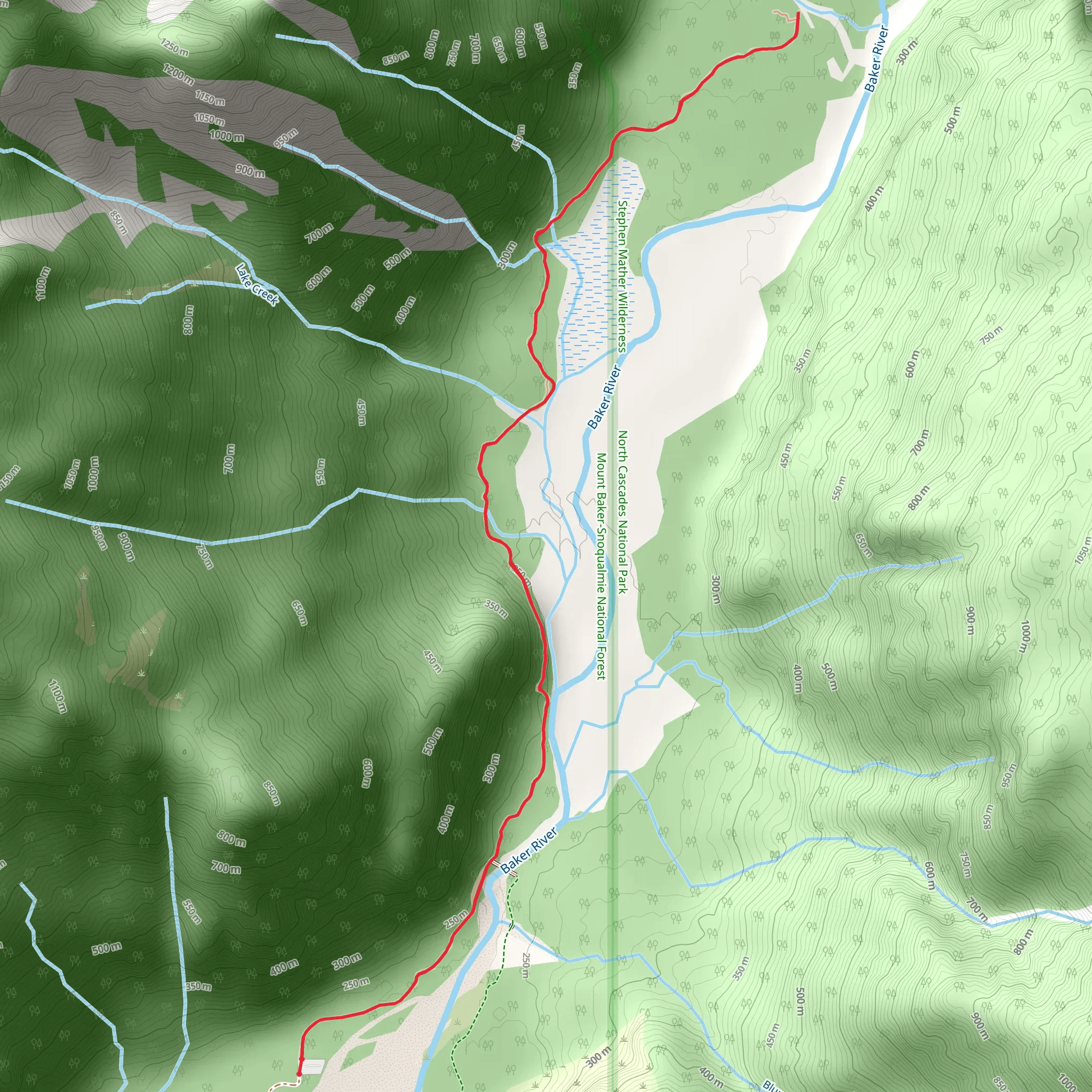 Baker River Trail mobile static map