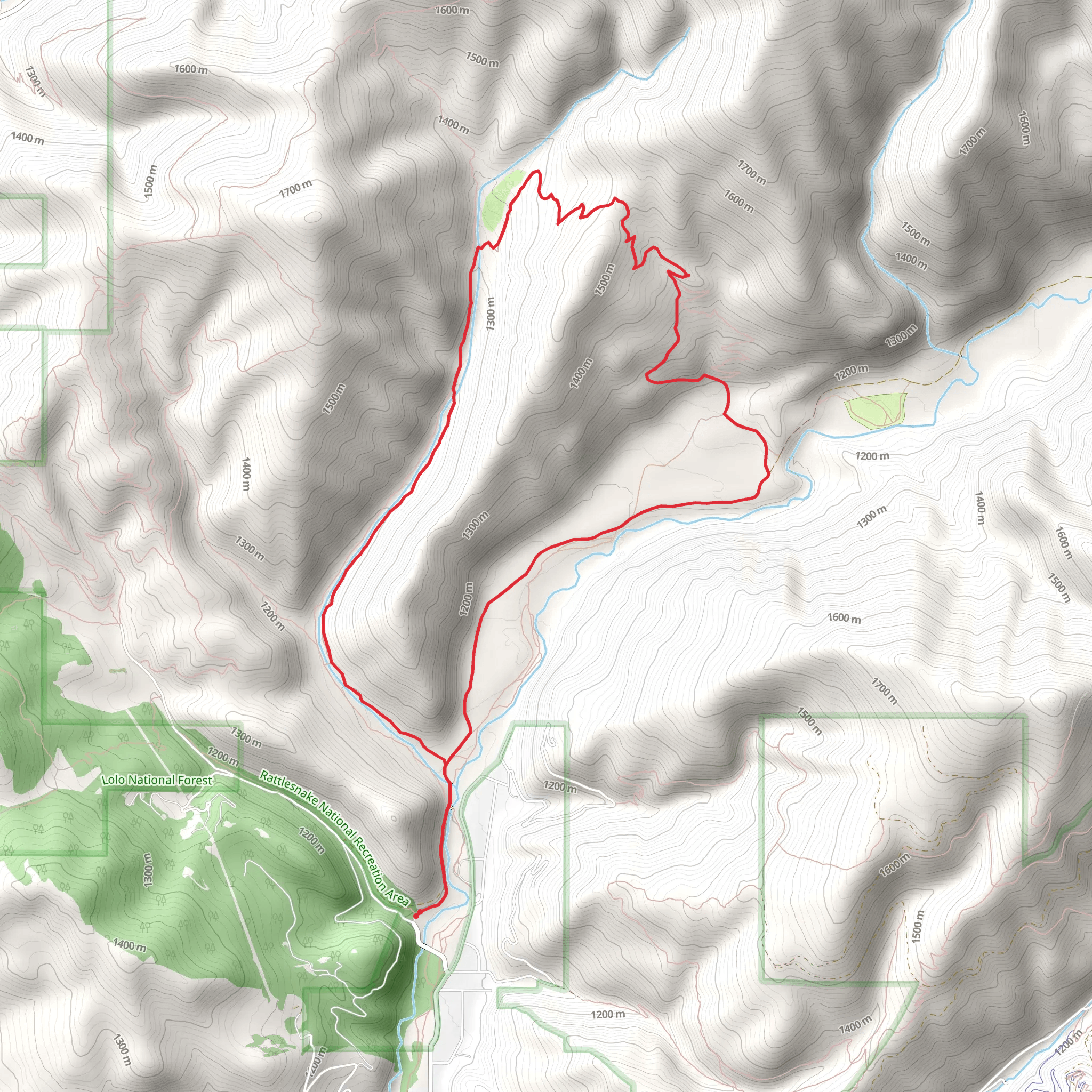 Spring Gulch, Wallman Trail and Rattlesnake Loop Trail mobile static map
