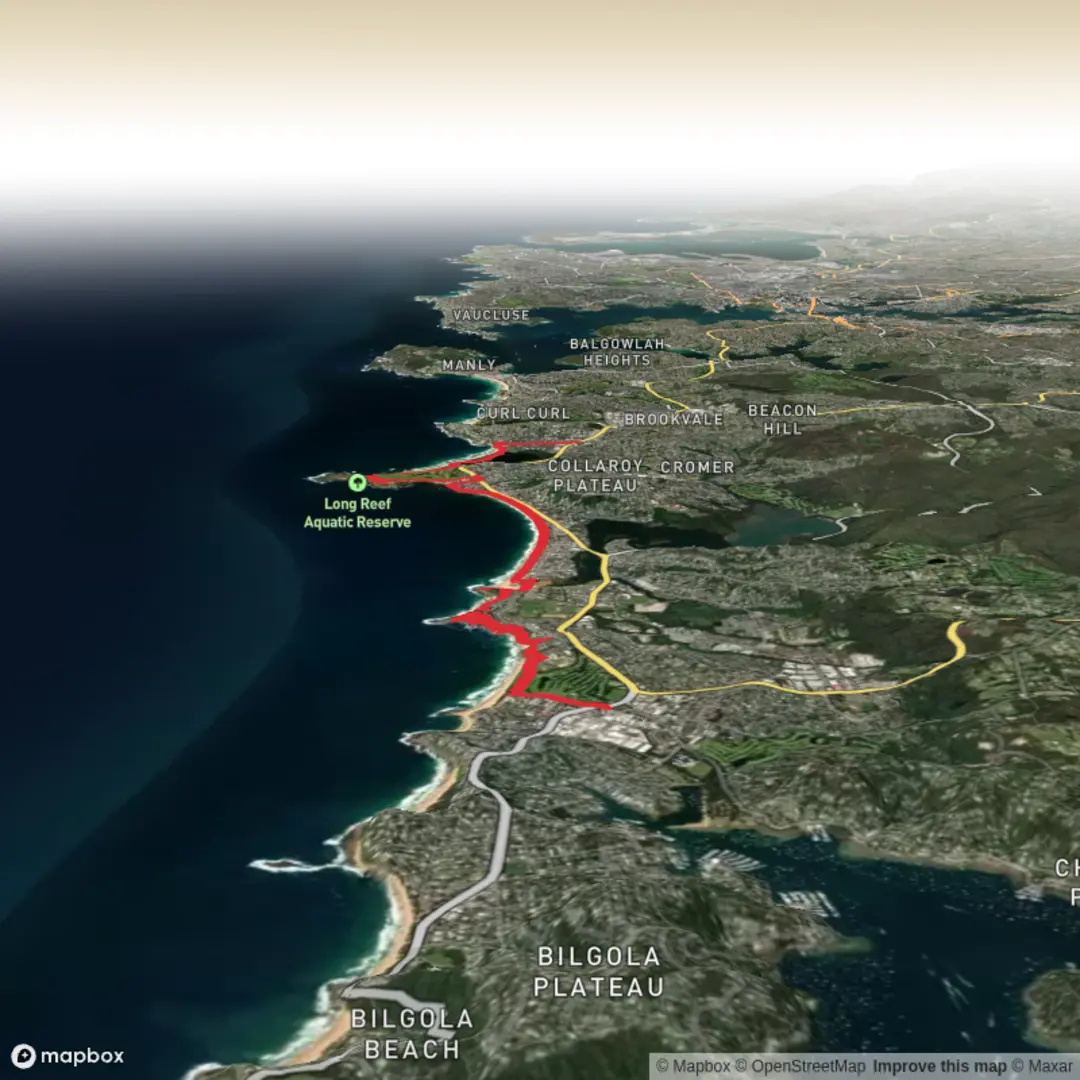 An image depicting the trail Mona Vale - Dee Why and its surrounding area.